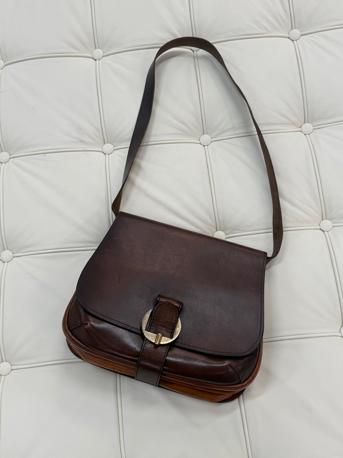 Delvaux “Chasseresse” Two Tone Crossbody Bag 22 x 24 cm