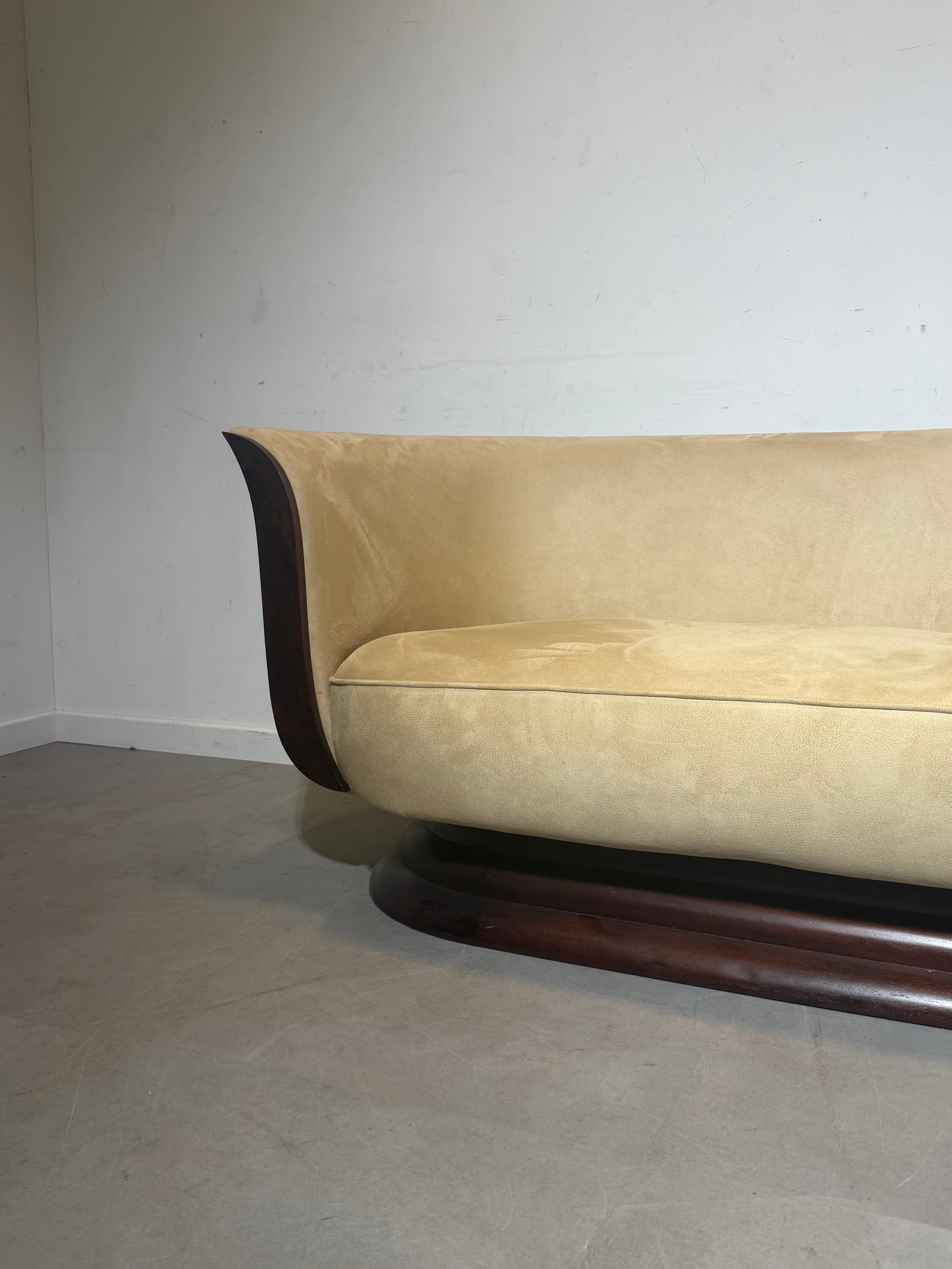 Art Deco Tulip Two-Seater Sofa – Hotel Le Malandre – Freshly Upholstered