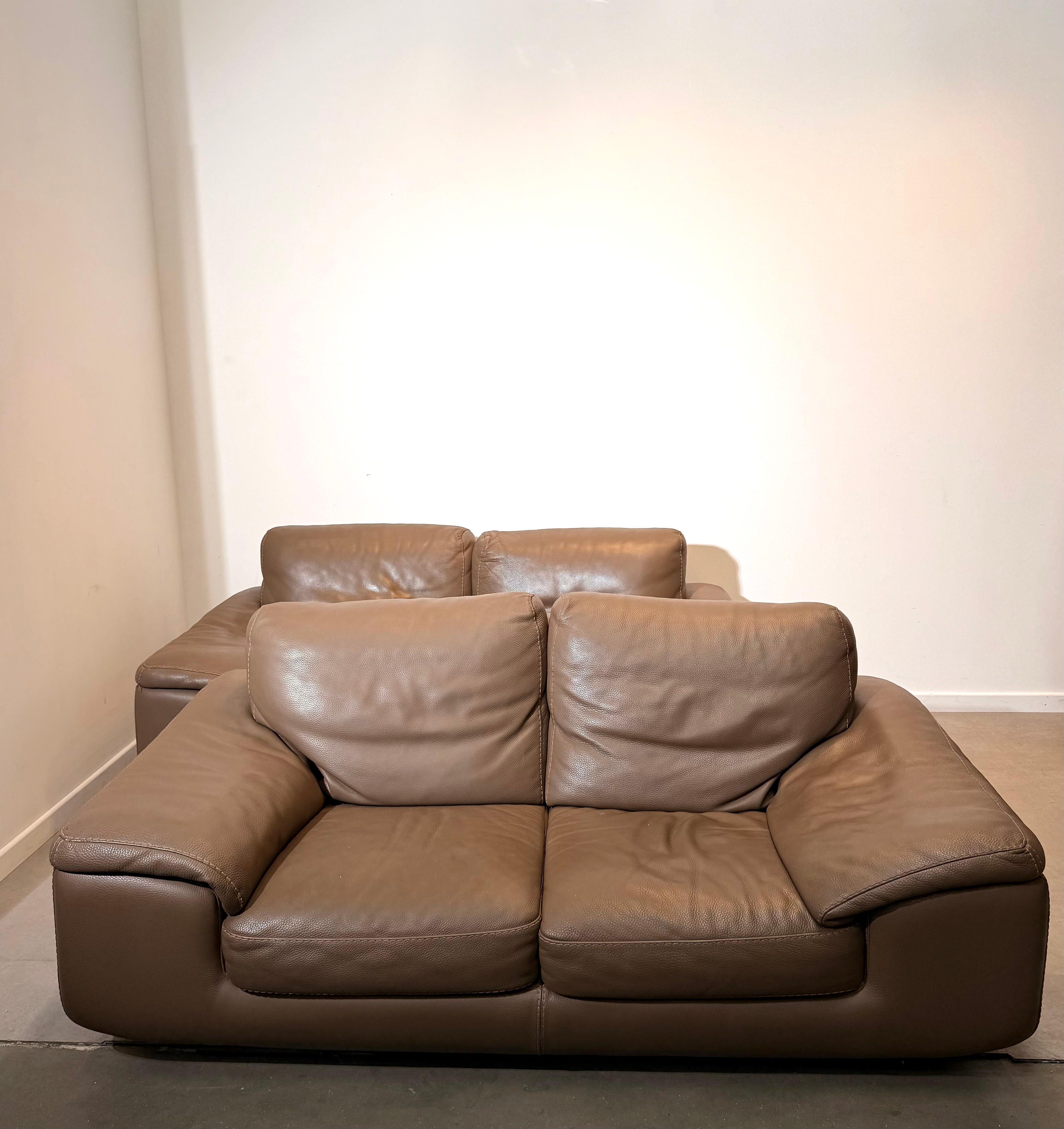Taupe Leather 2-Seater Sofas