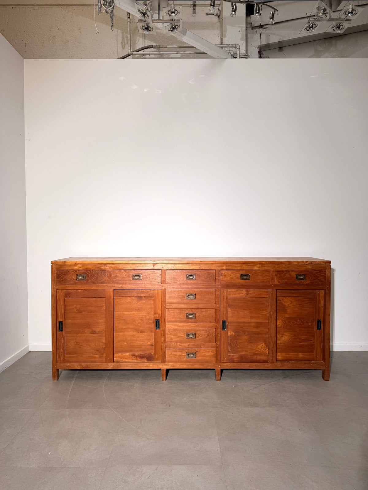 Large Teak Sideboard with Sliding Doors & Drawers