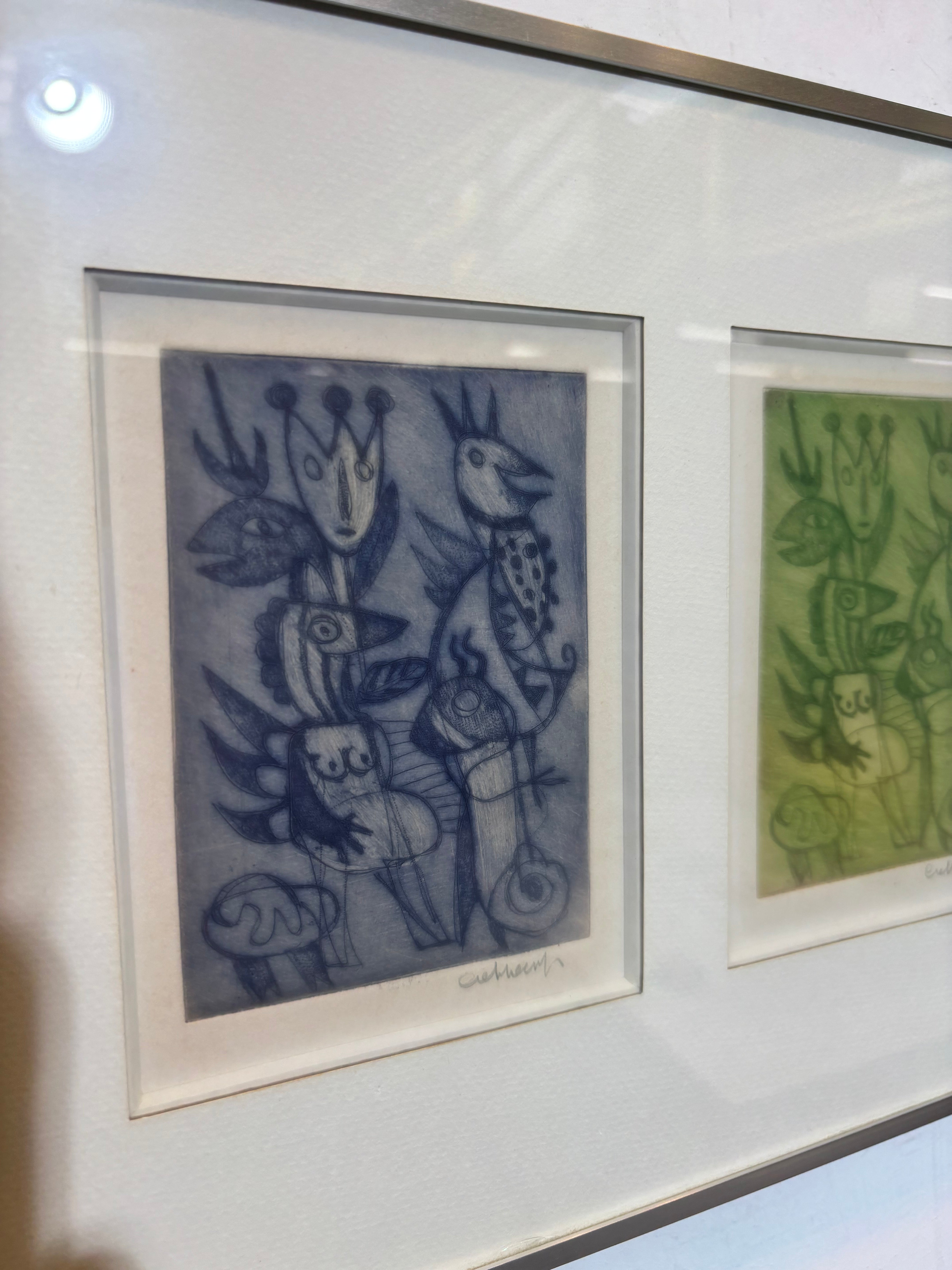 Set van vier kleine litho's van Jan Cobbaert