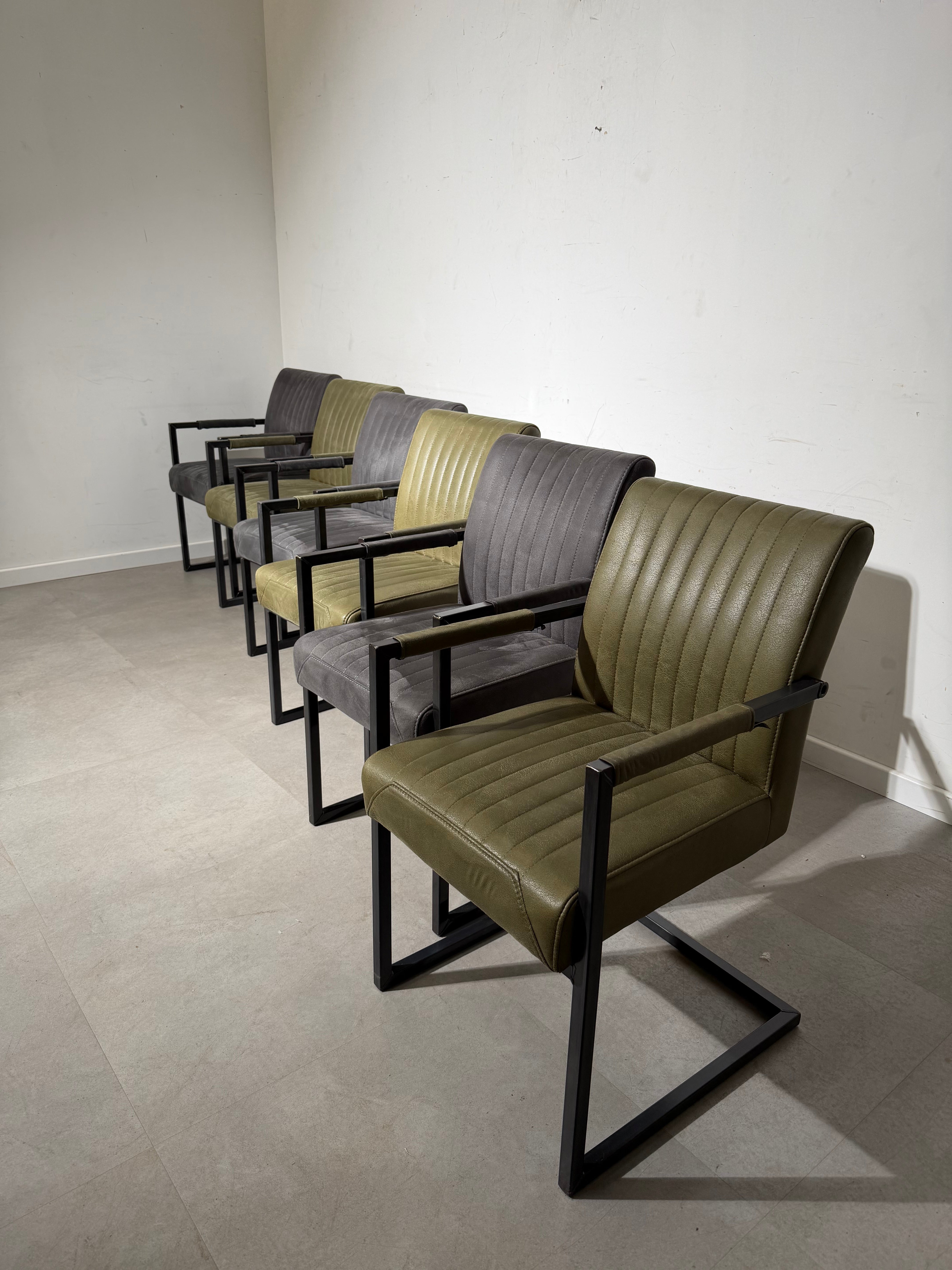 Industrial Dining Chairs with Armrests – Set of 6