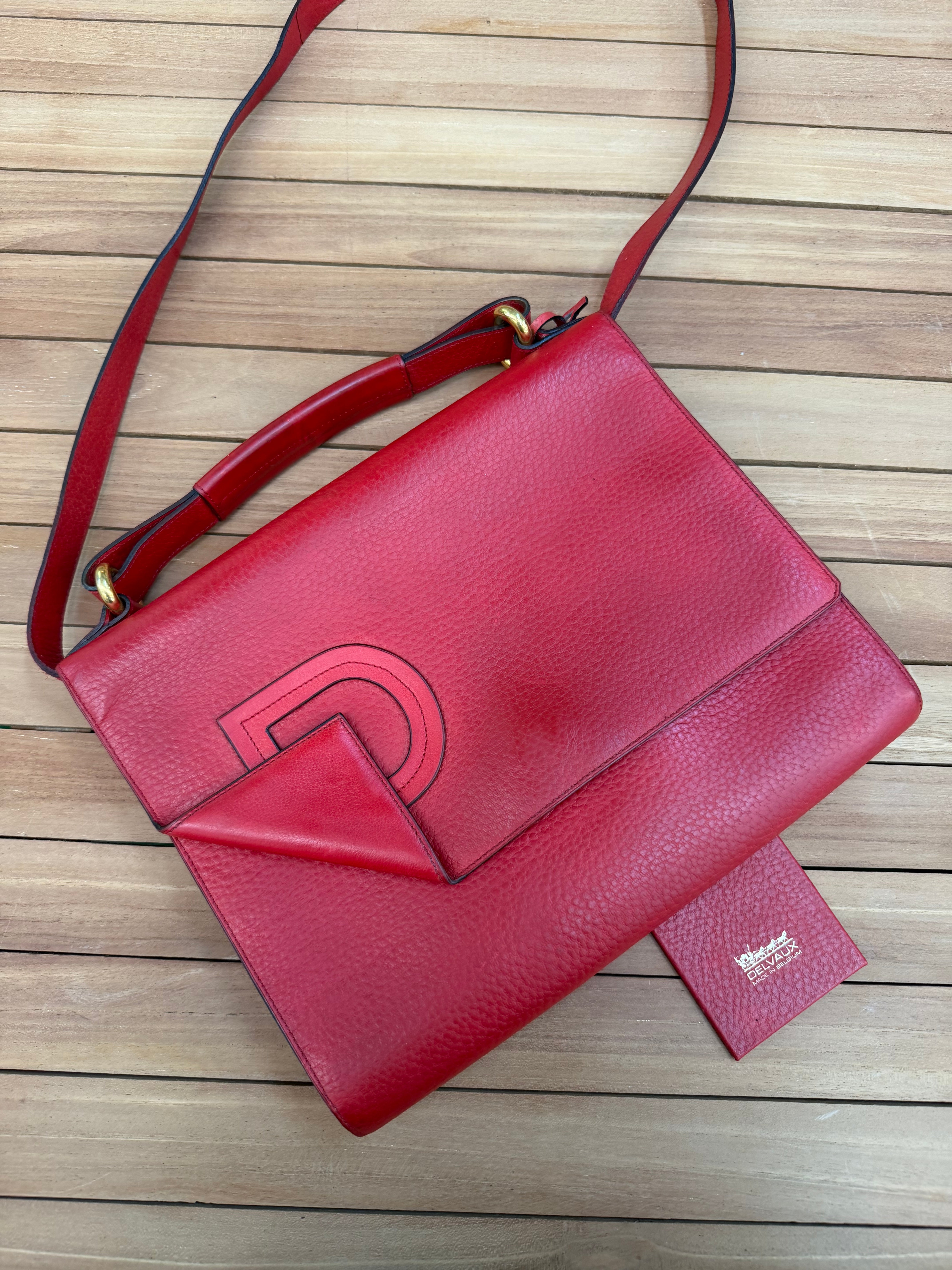 Delvaux Top Handle & Crossbody Bag – Red Leather