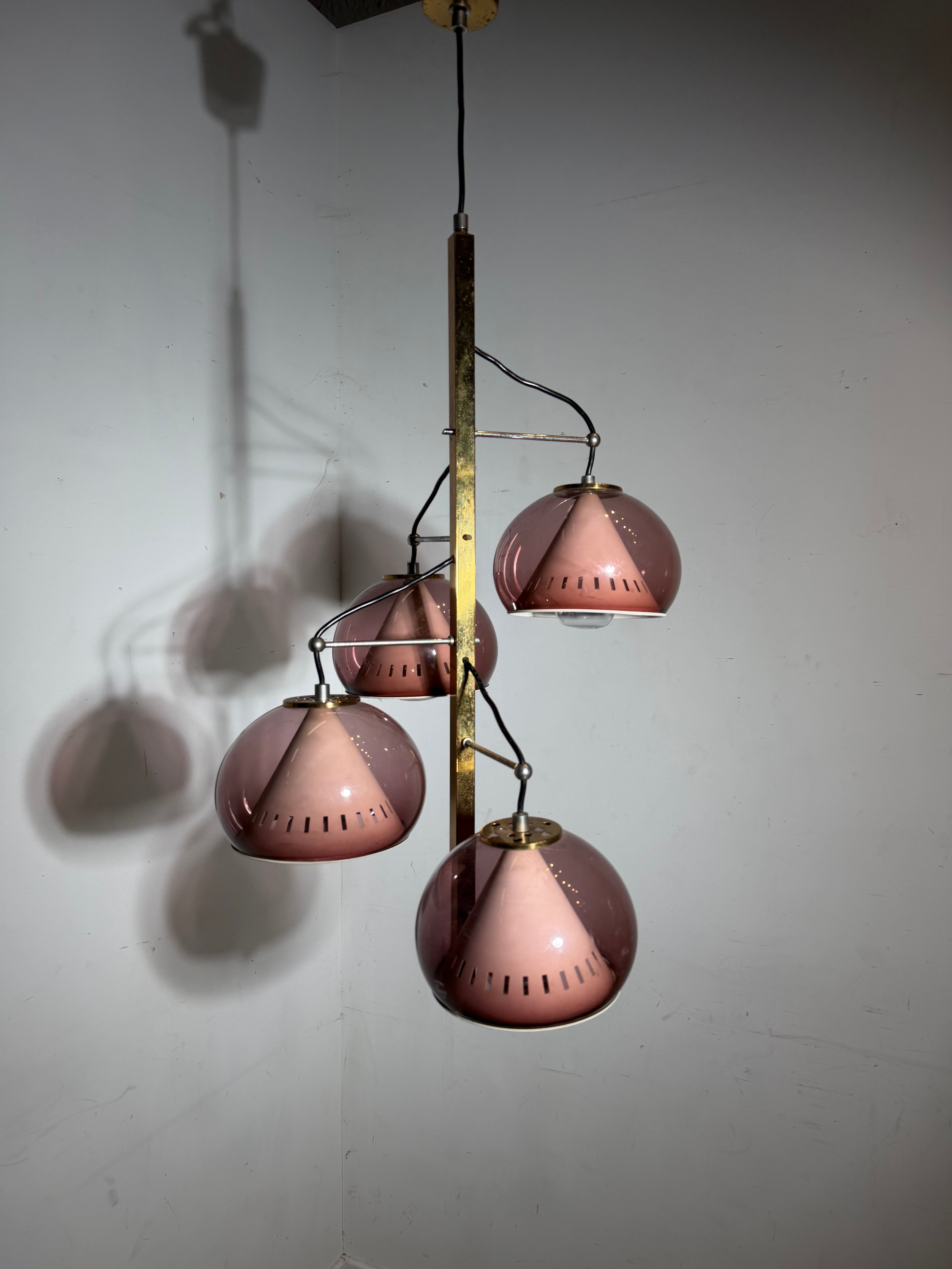 Vintage Lamter Milano Chandelier – 4 Lights – Pink Plexiglass