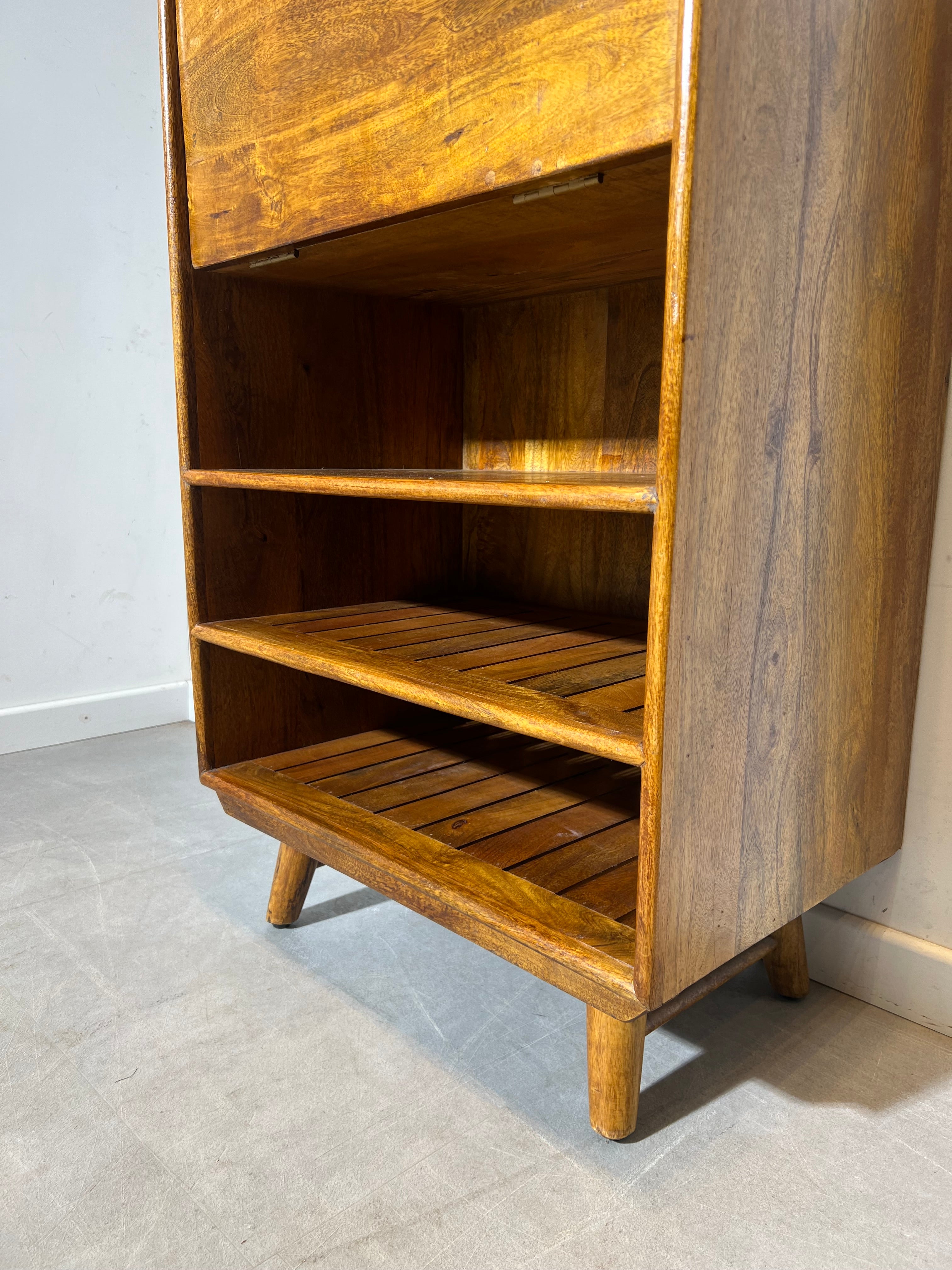 Vintage Mid-Century Style Folding Bar Cabinet in Wood