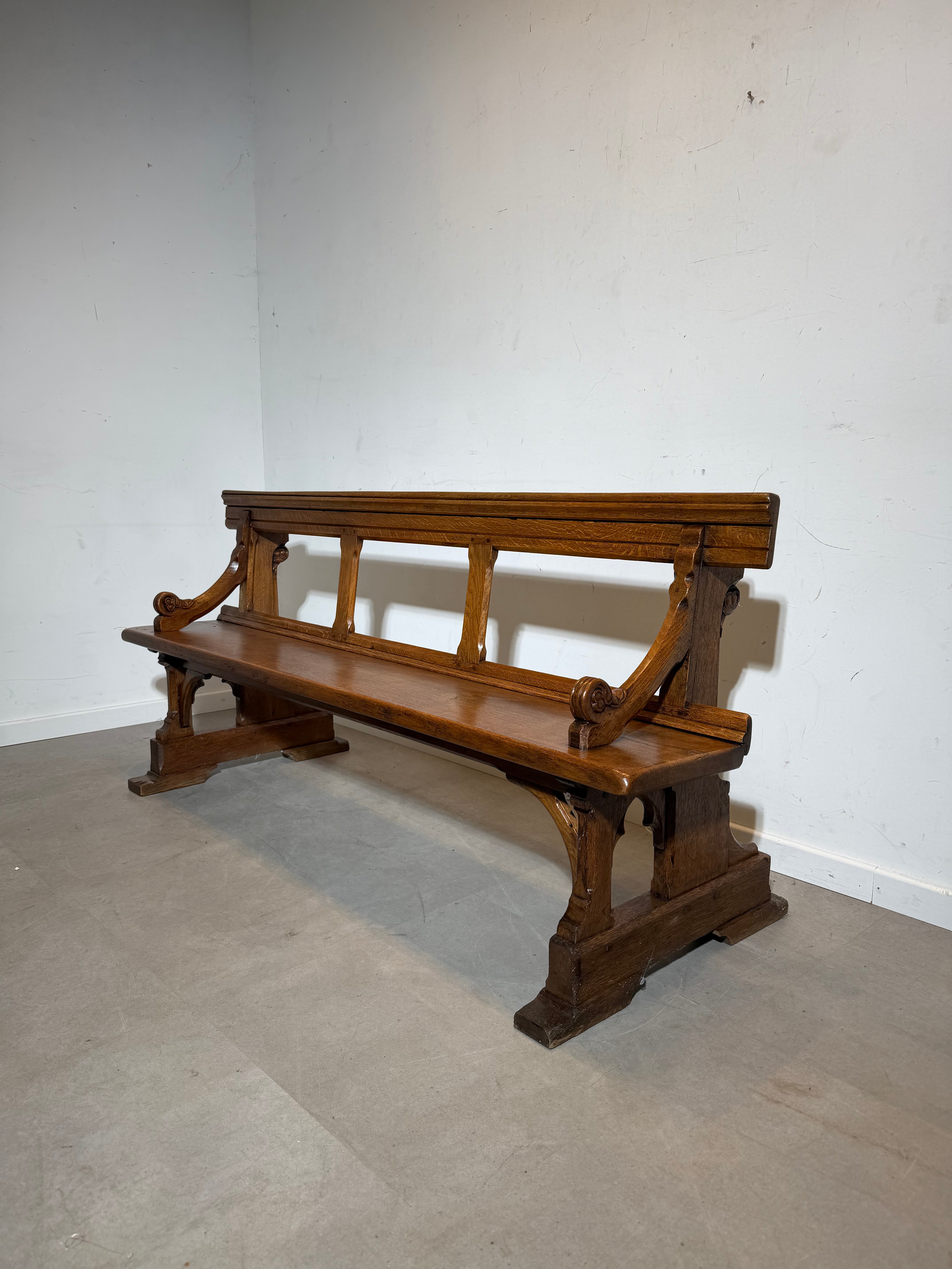 Antique 19th Century Church Bench – Solid Oak