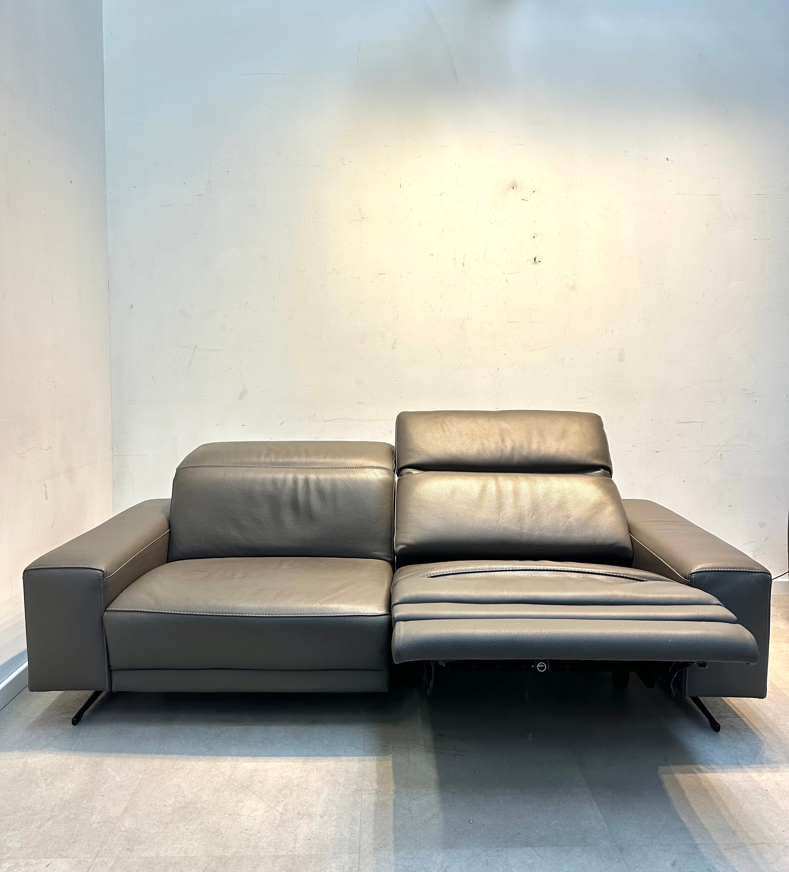 T&T Design Electric Recliner Sofa & 2 Armchairs Set in Grey Leather