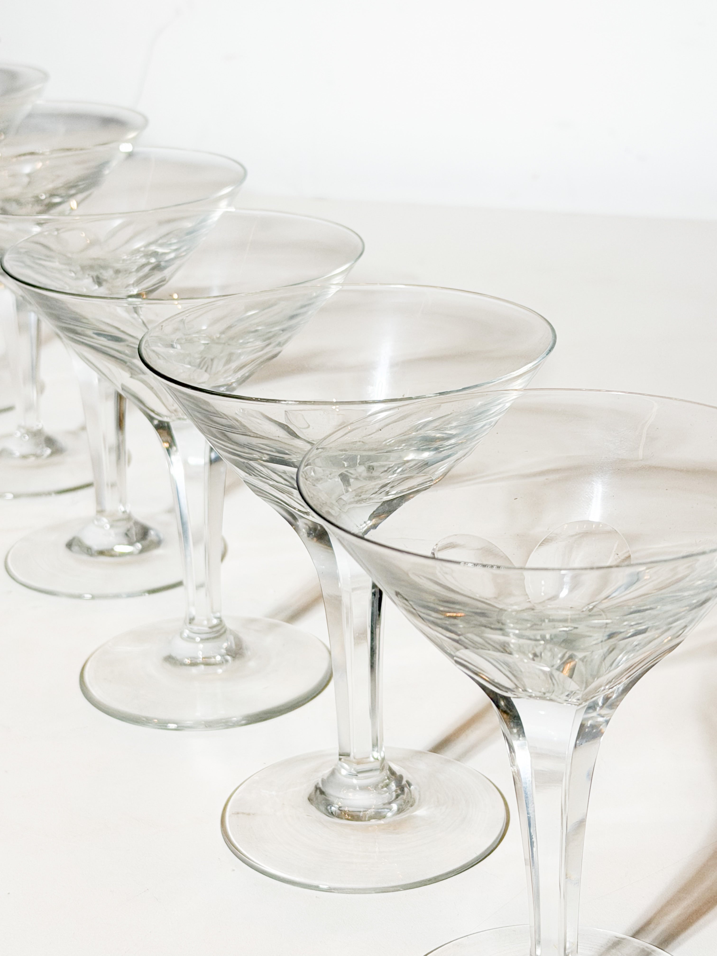 Set of 8 Val Saint Lambert Crystal Champagne Coupes
