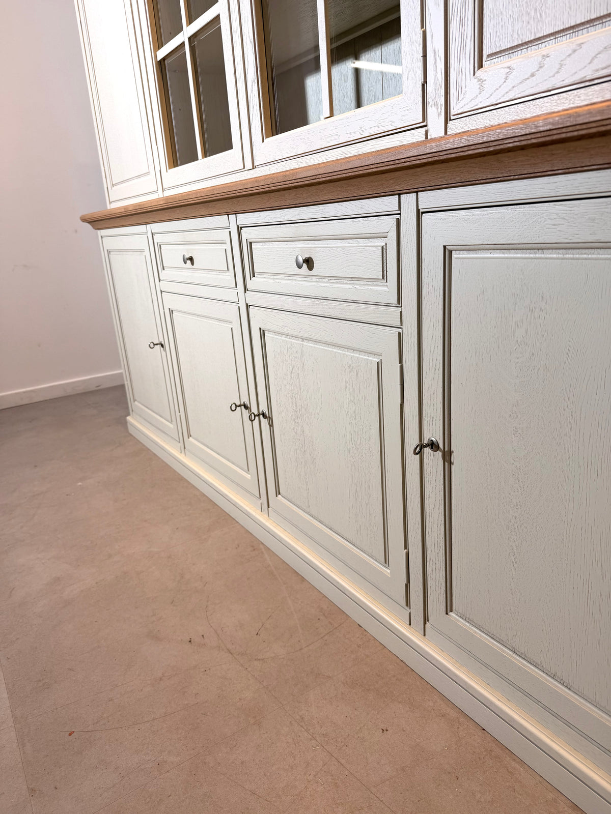 Large Oak Display Cabinet with Integrated Lighting