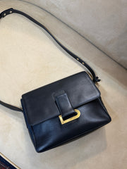 Delvaux Poirier Crossbody Bag Black Leather 28 x 22 cm Vintage Designer Handbag Dustbag
