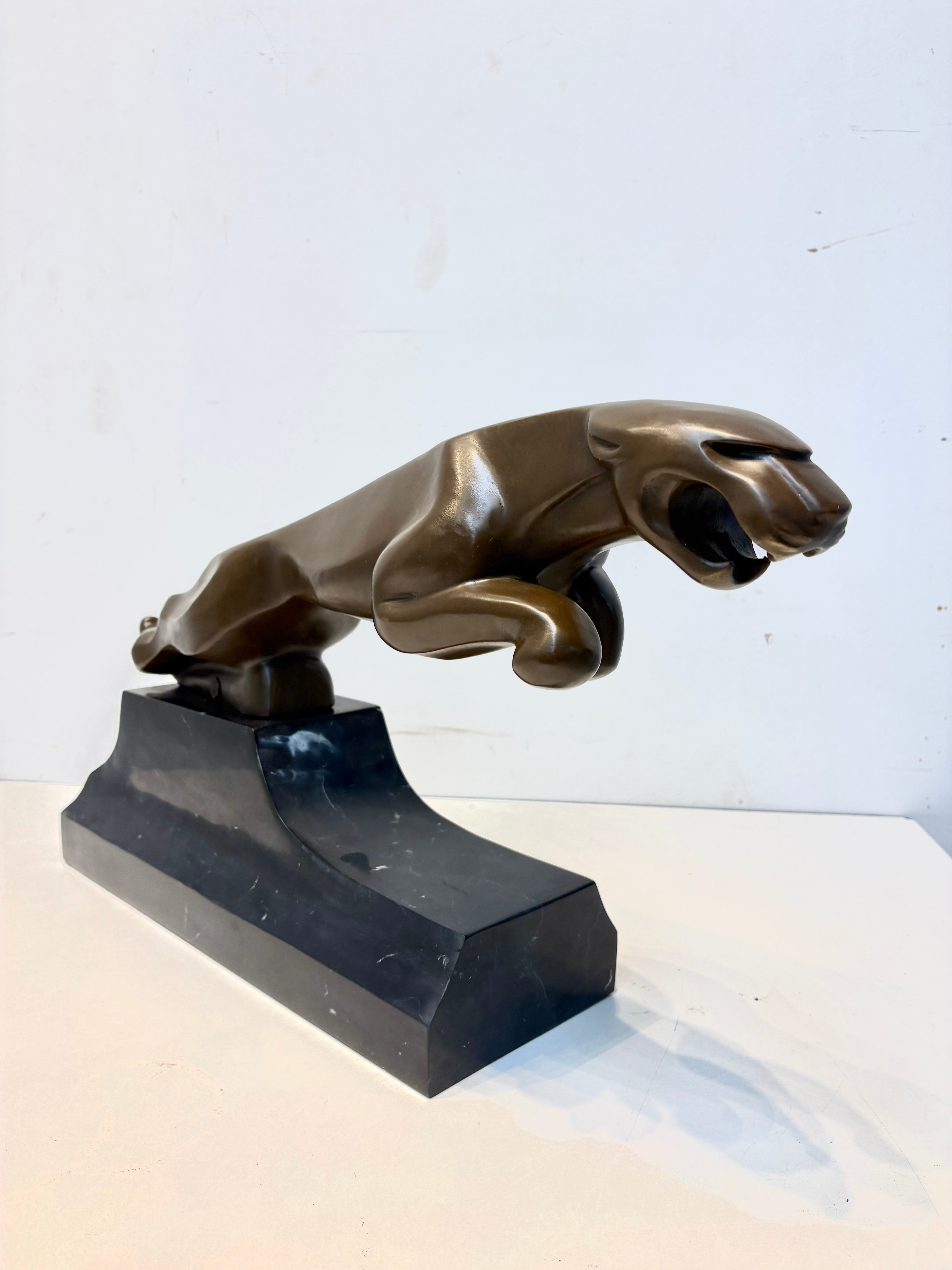 Bronze Statue Art Deco Jaguar