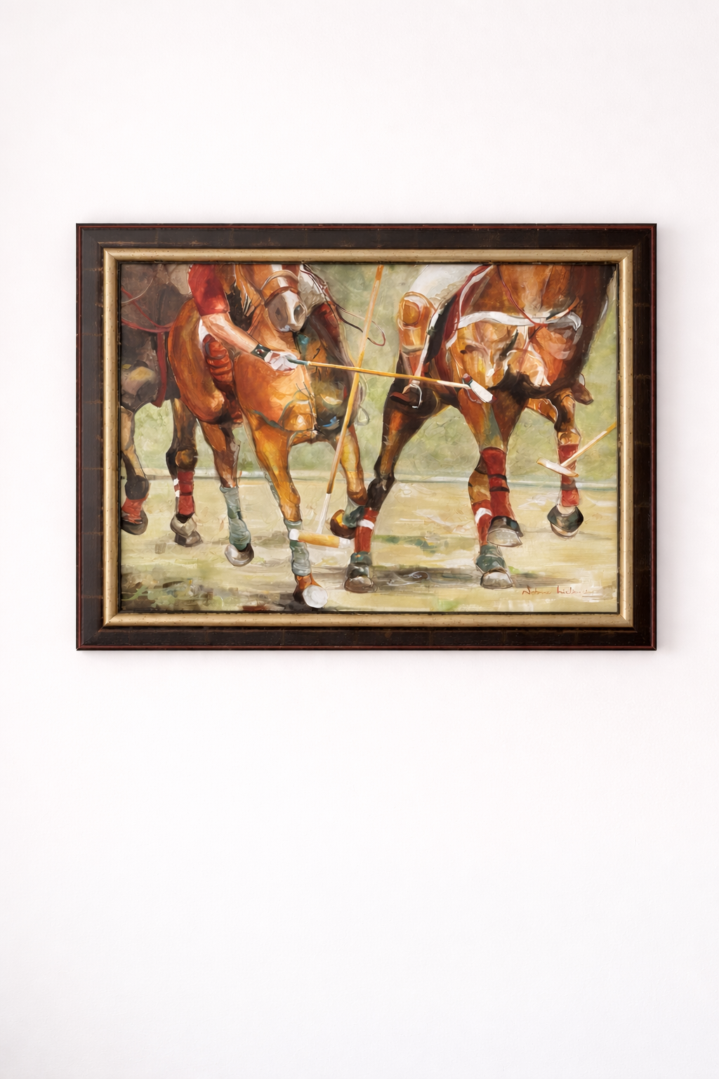 Sabine Nielsen – Monumental Polo Scene – Oil on Canvas – 120 x 100 cm (2001)