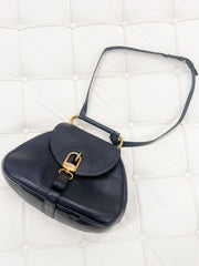 Delvaux Cerceau Navy Blue Leather Crossbody Bag – 31 × 25 cm