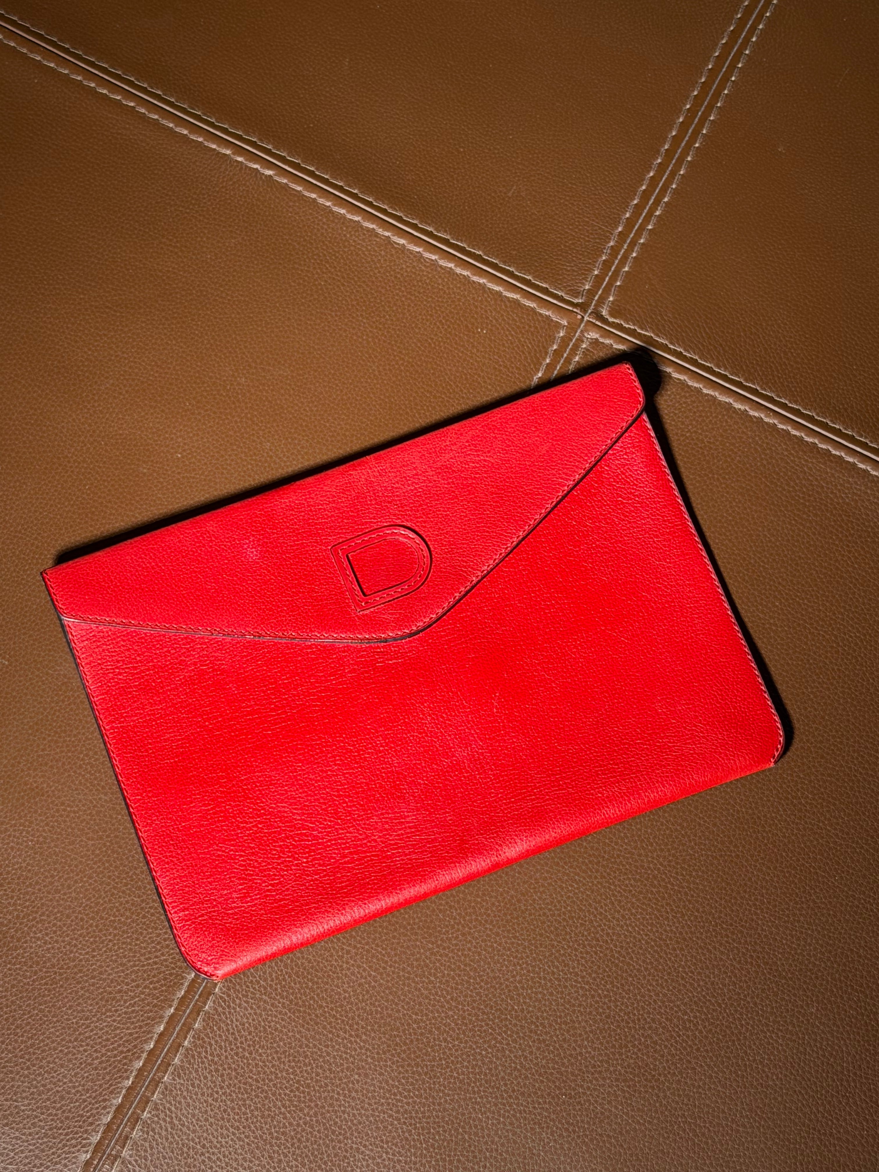 Vintage Delvaux Fusée Envelope Clutch – Red Leather