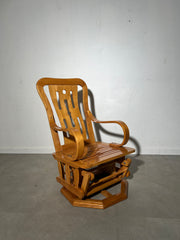 American vintage wooden rocking swivel chair