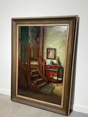Richard Leutenez - Oil on Canvas - Interior with Staircase