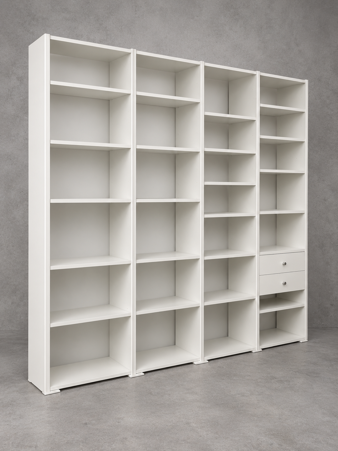 Interlübke Open Bookcase – White Modular Shelving System