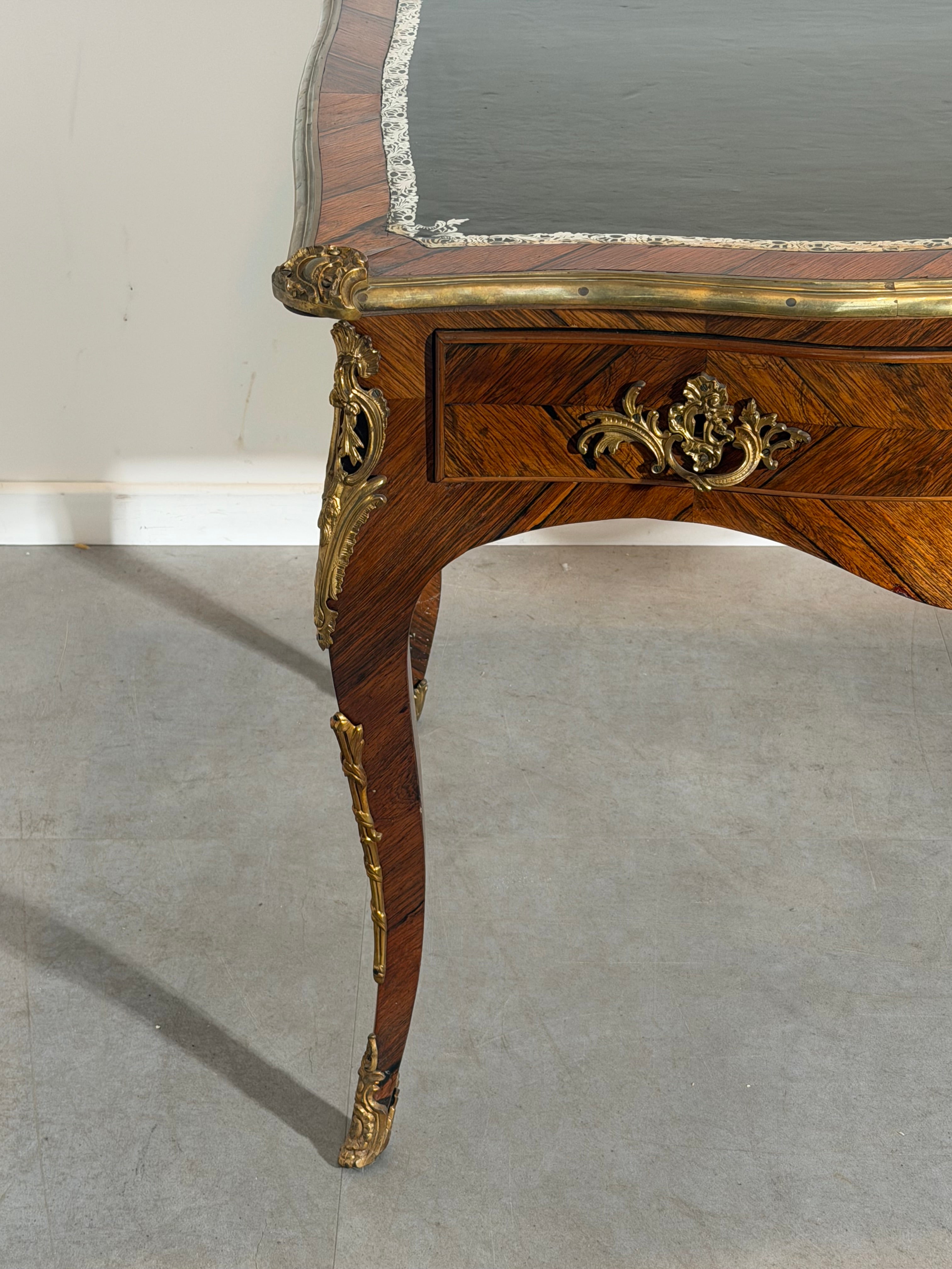 French Louis XV Style Rosewood Bureau Plat Writing Desk