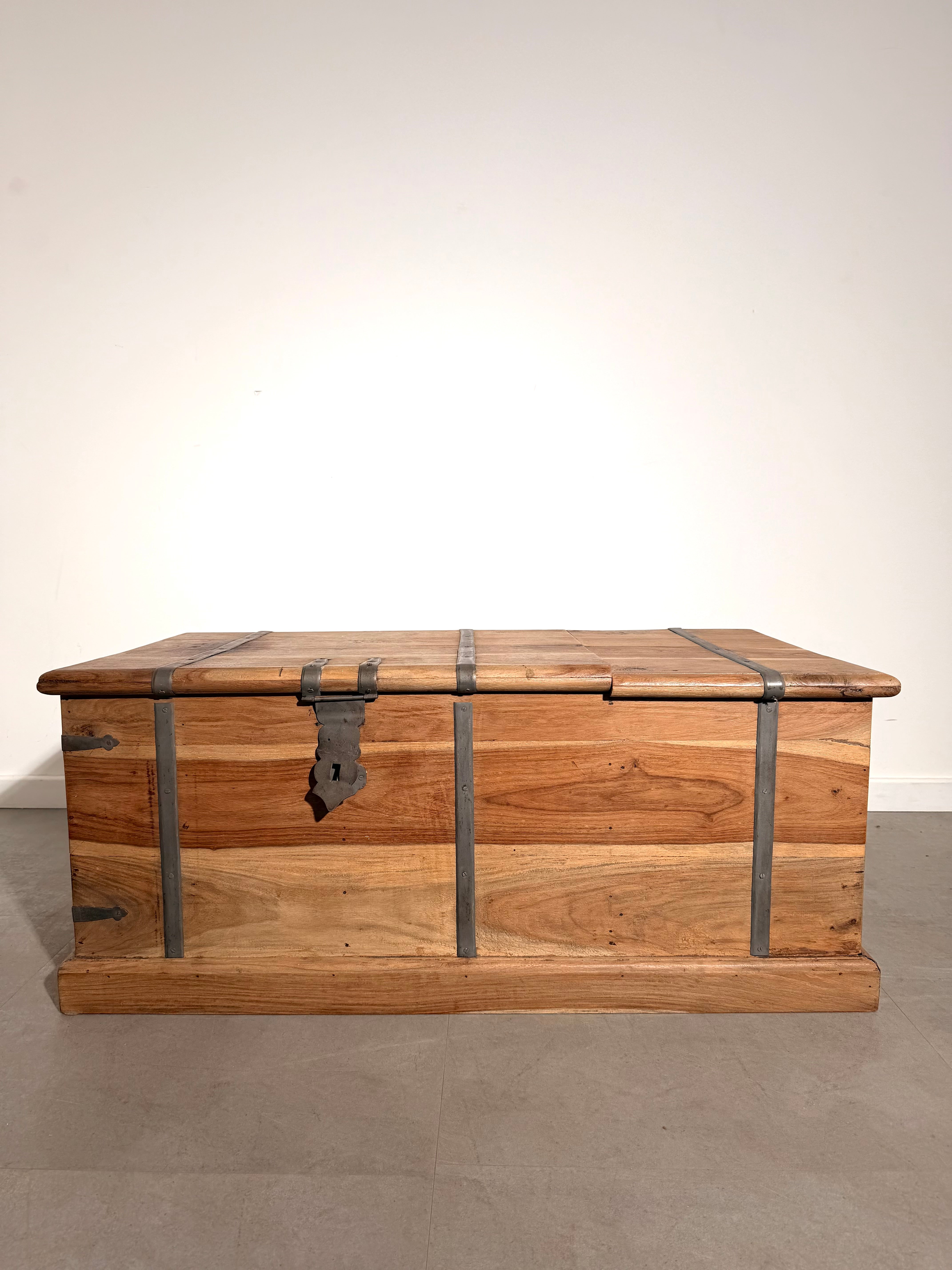 Teak Storage Chest with Integrated Wine Rack