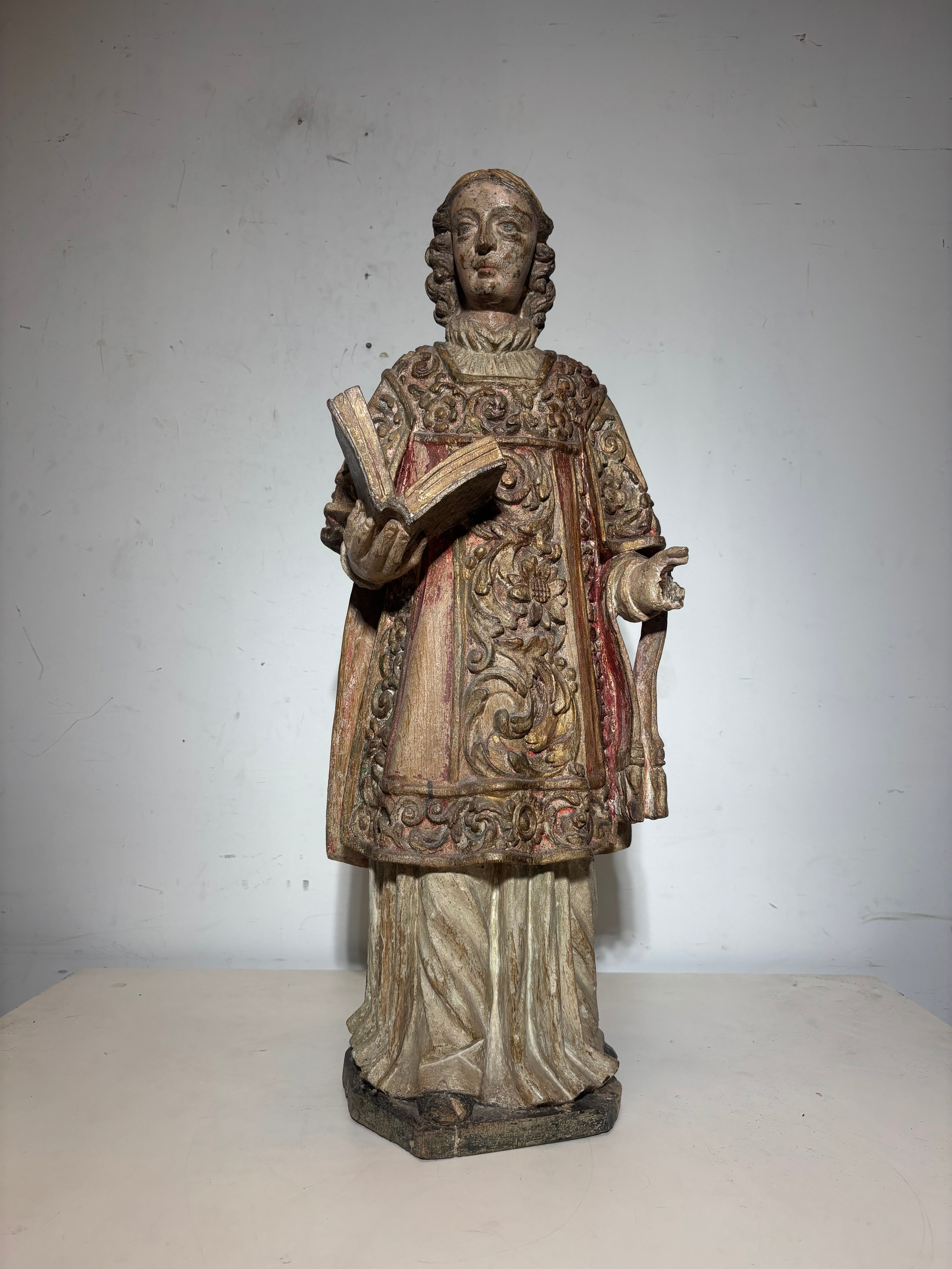 17e-eeuws polychroom standbeeld van Sint Laurentius