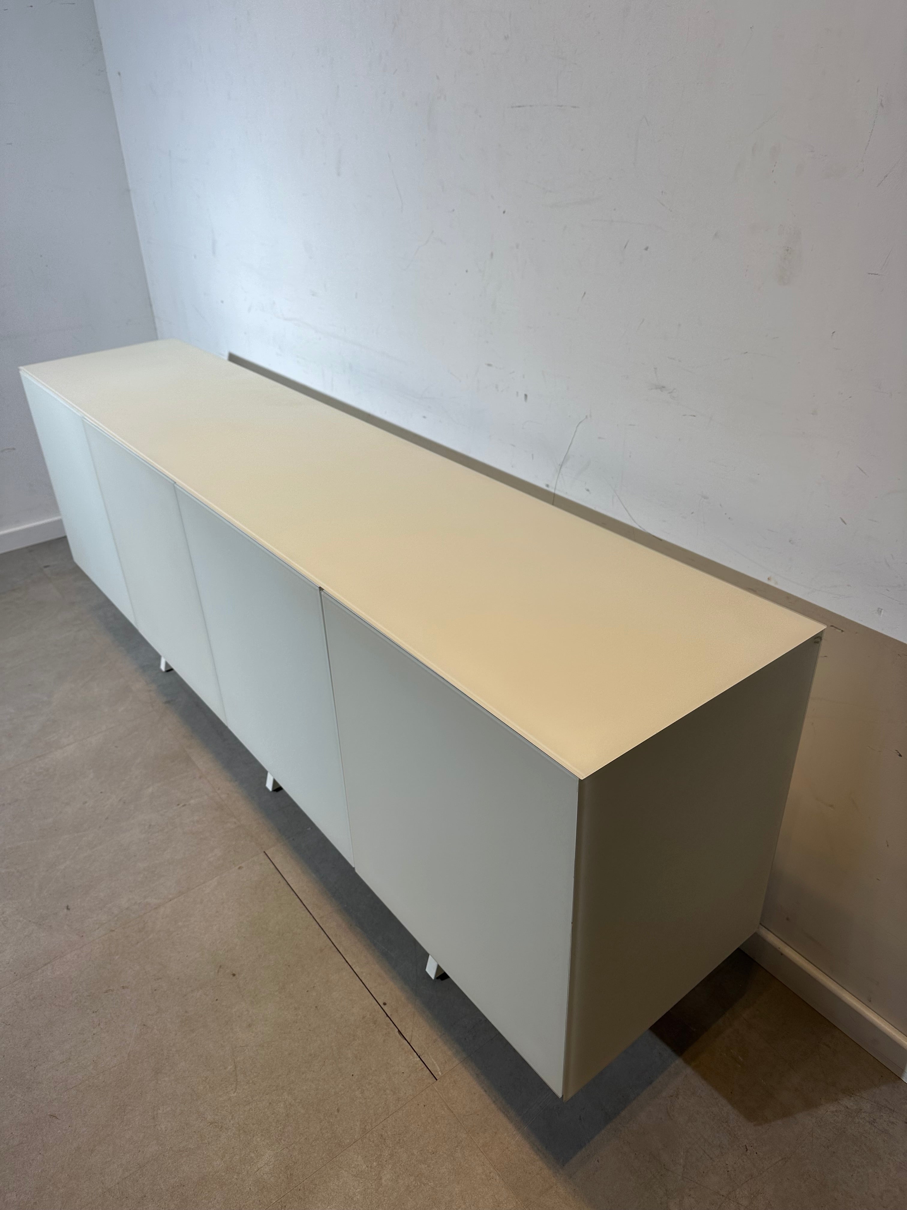 Minimalist White Sideboard Tempered Glass