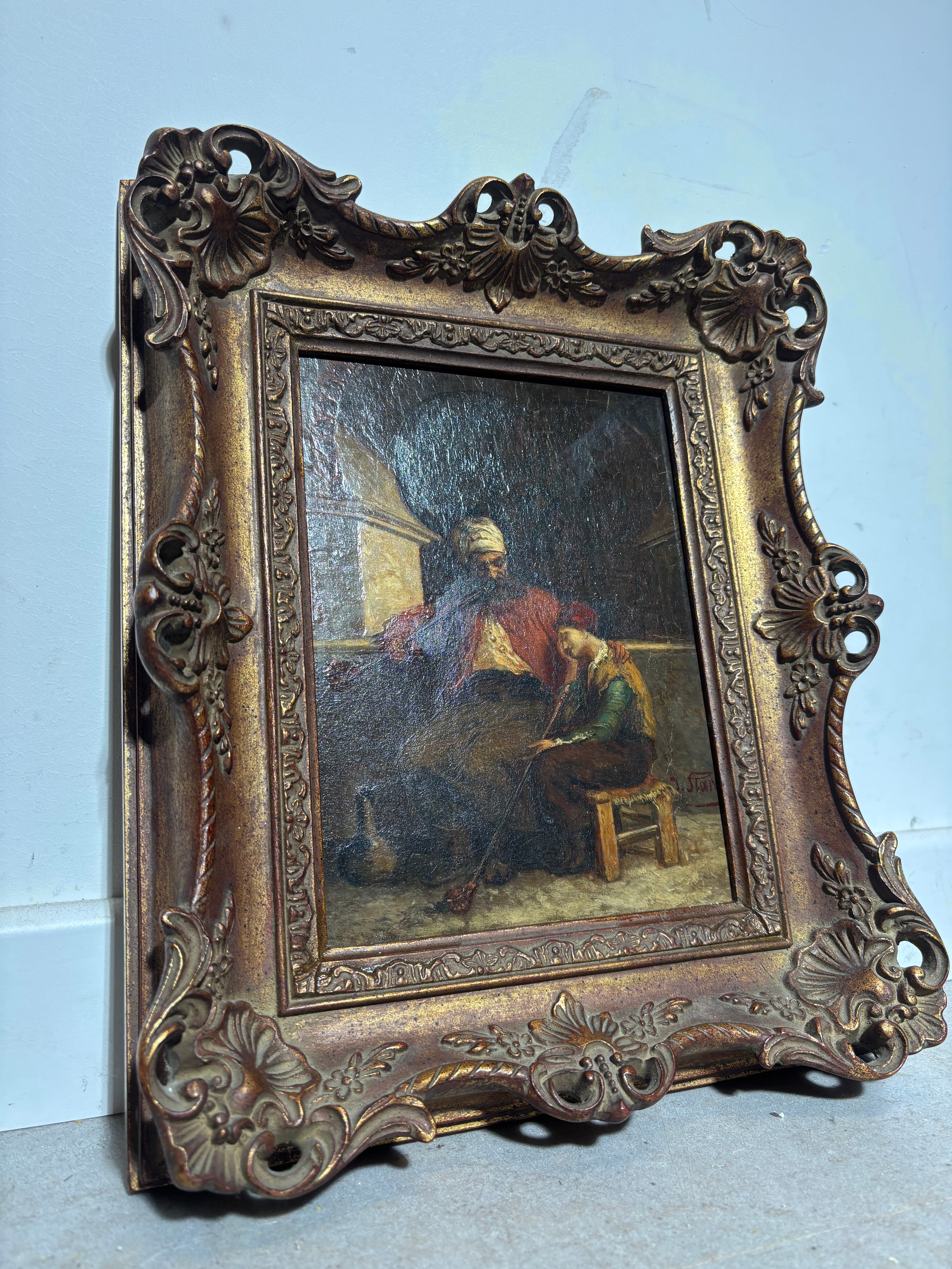 Huile ancienne sur panneau de Julius Joseph Gaspar Starck (1814–1884)