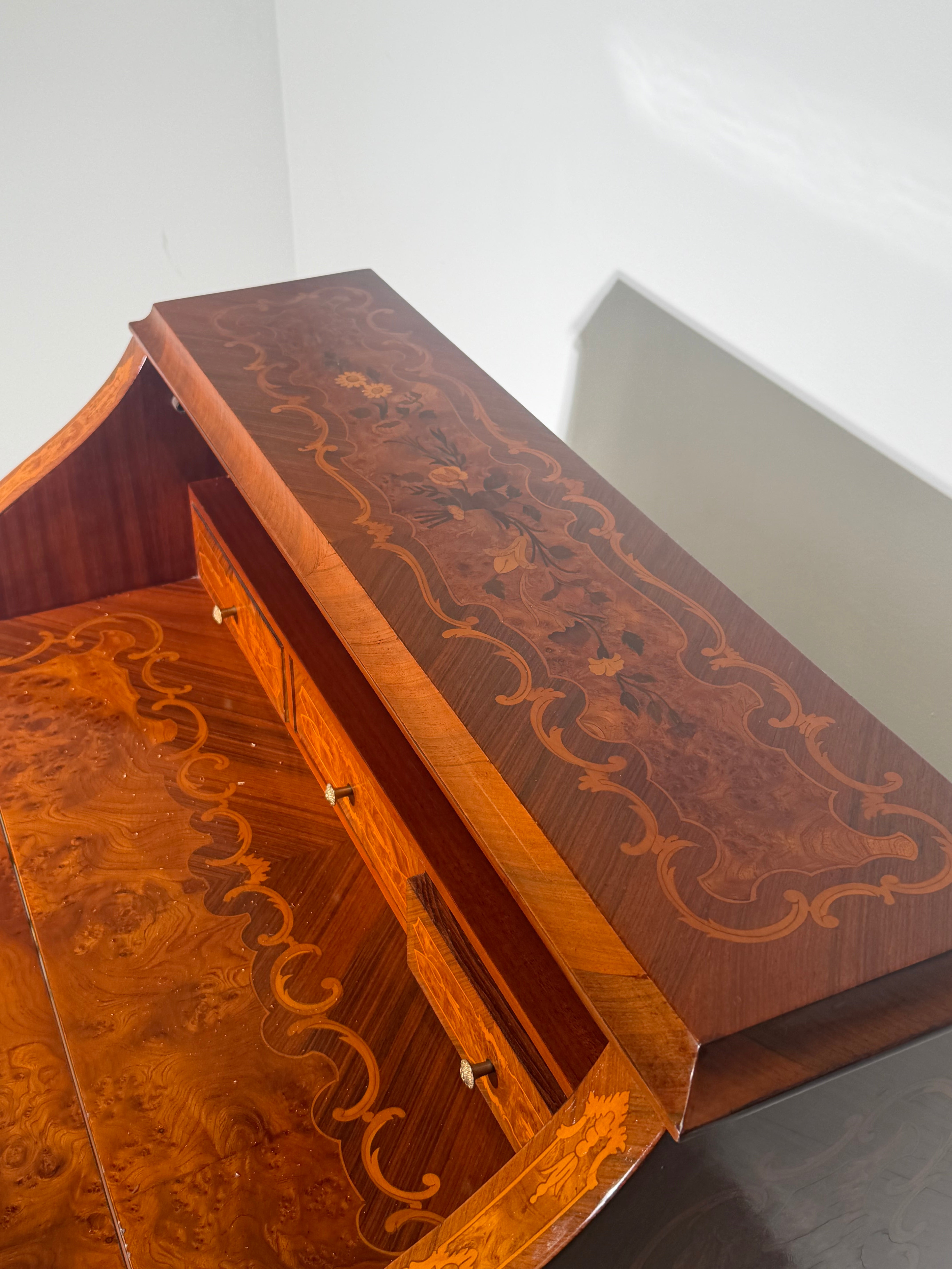 Antique Marquetry Writing Bureau / Secretary Desk