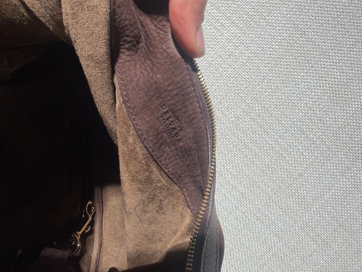 Delvaux Camille PM Shoulder Bag in Brown Suede – With Dust Bag & Mirror