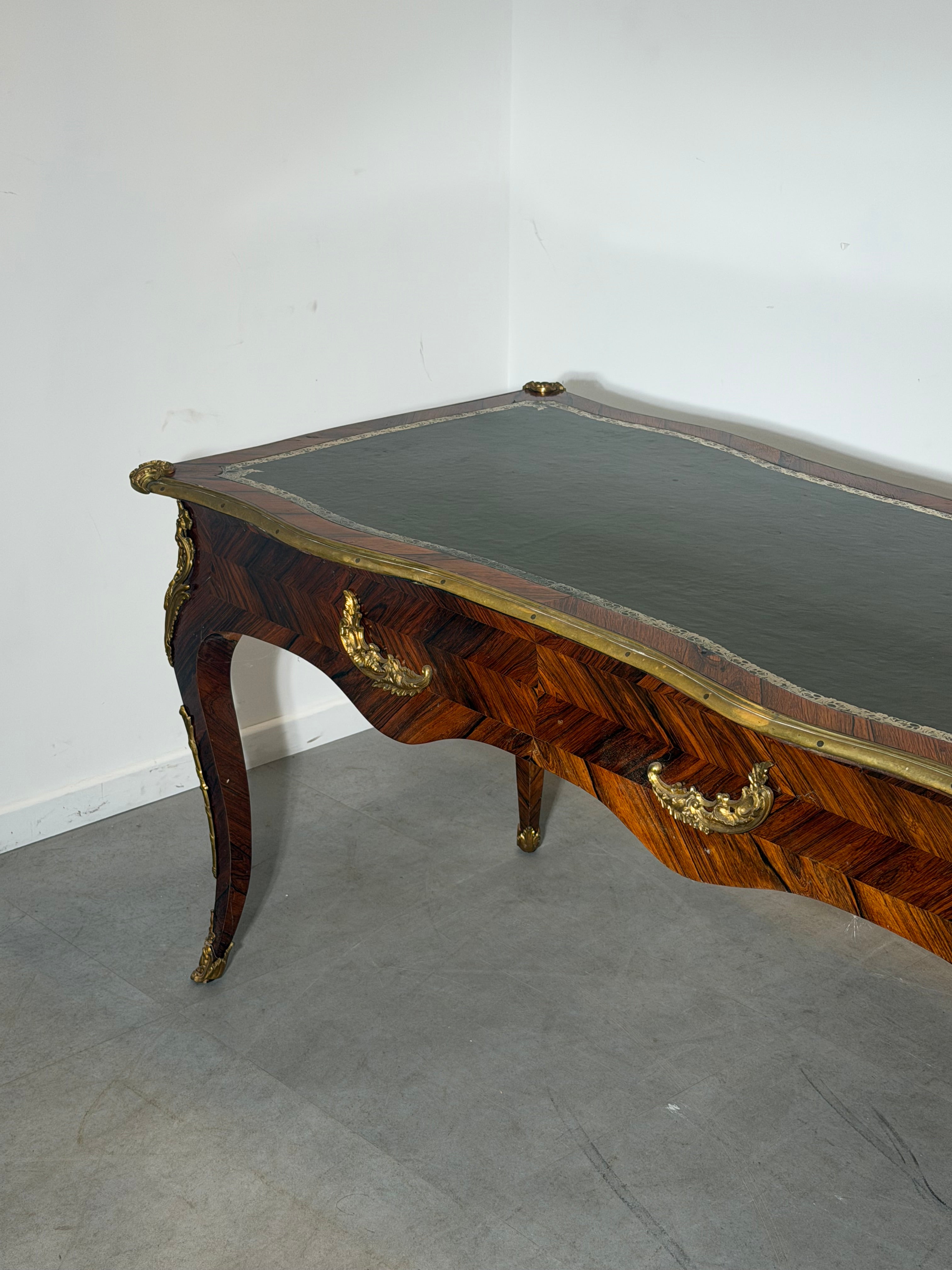 French Louis XV Style Rosewood Bureau Plat Writing Desk