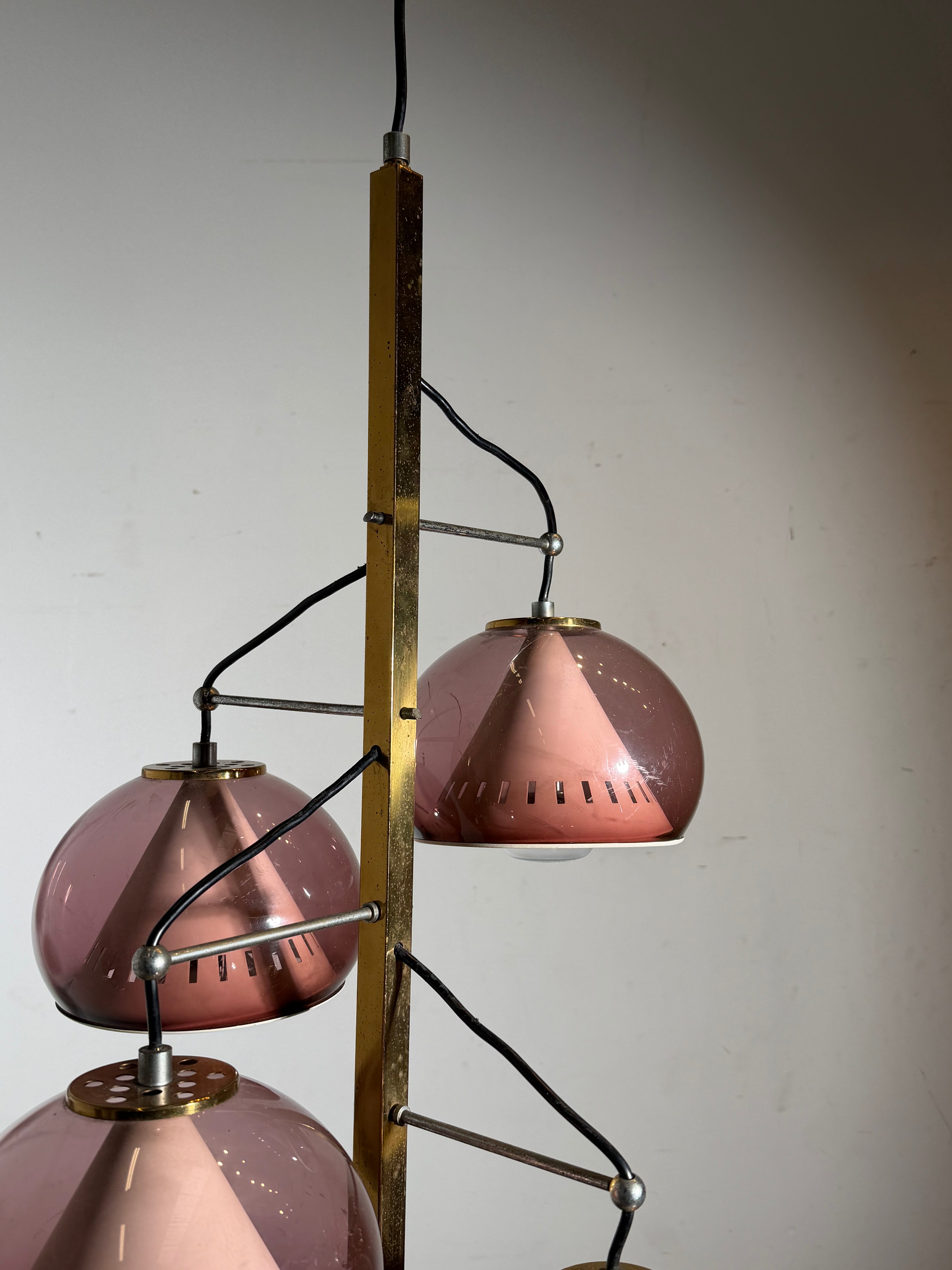 Vintage Lamter Milano Chandelier – 4 Lights – Pink Plexiglass