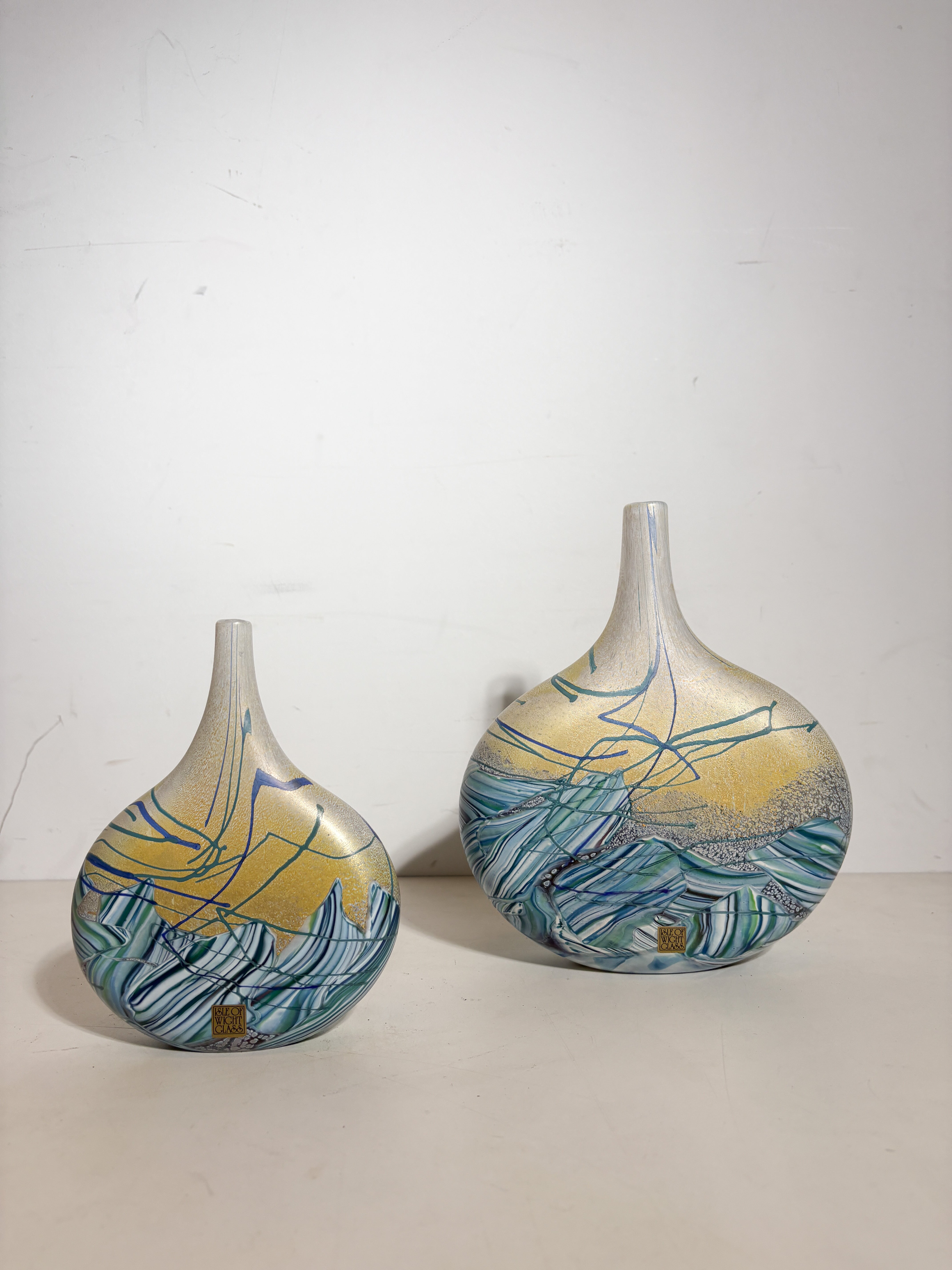 Pair of Isle of Wight blown glass vases by Michael Harris