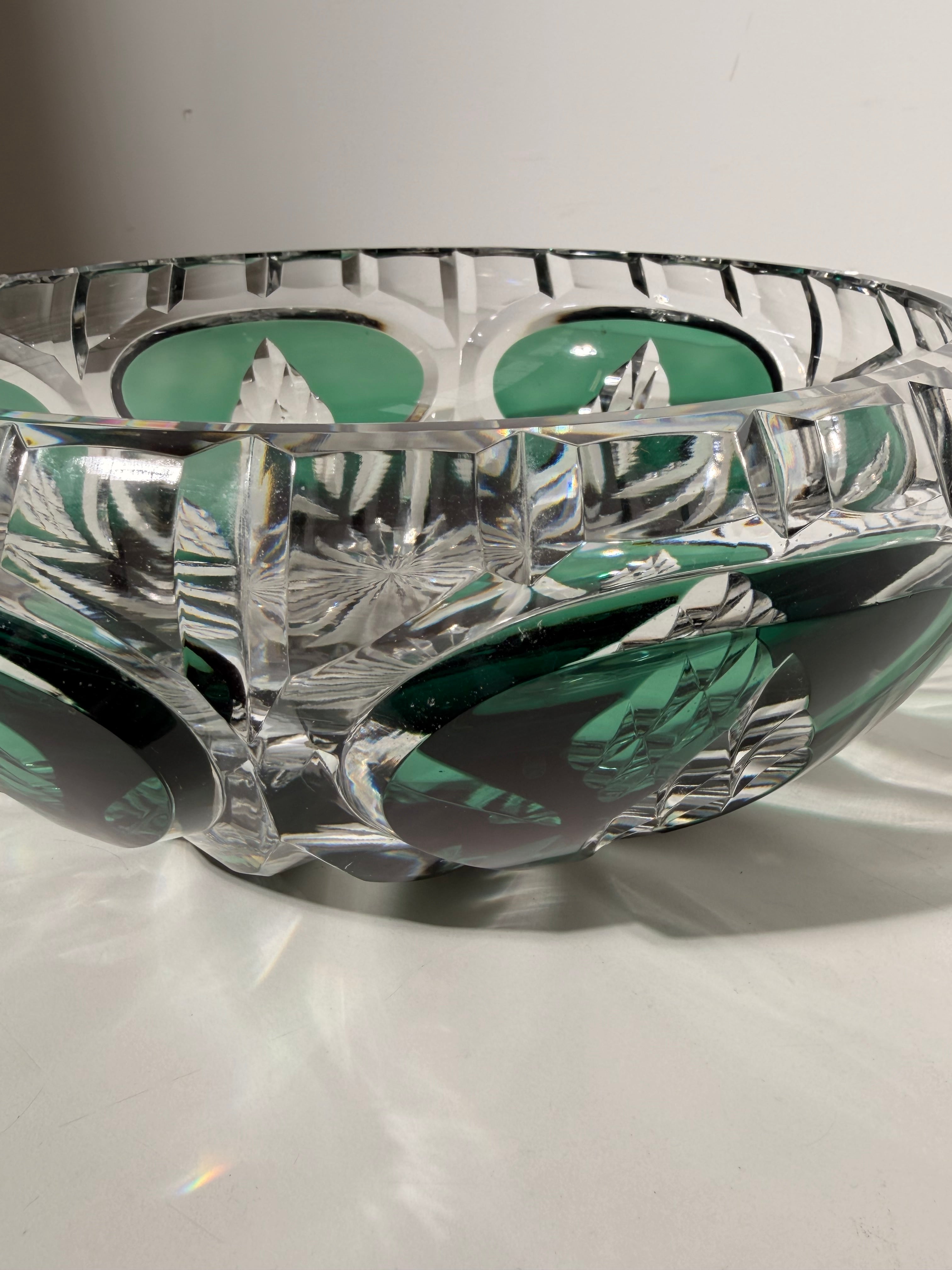 Val Saint Lambert Cut Crystal Bowl – Emerald Green