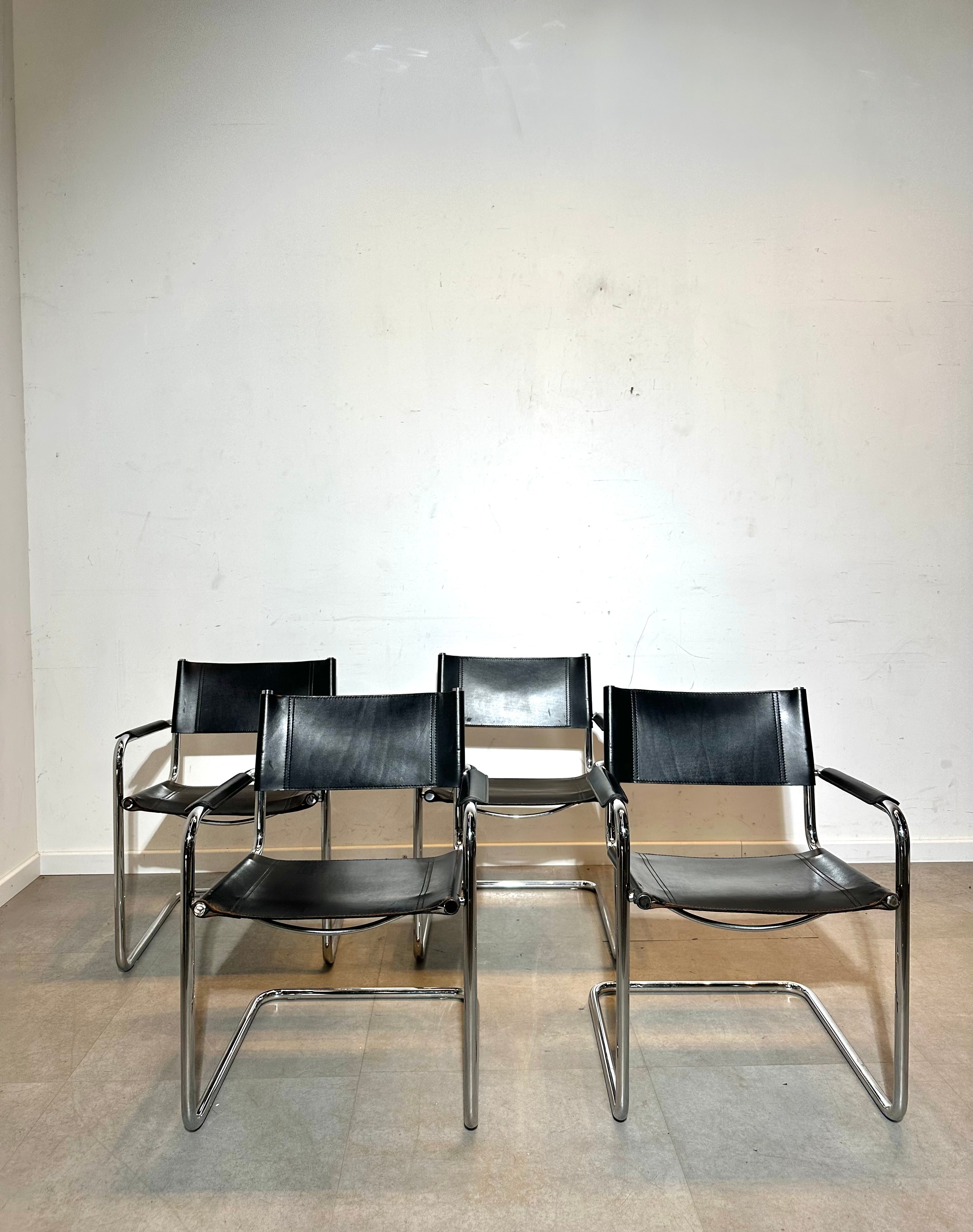 Marcel Breuer “Cesca” Style Cantilever Black Leather