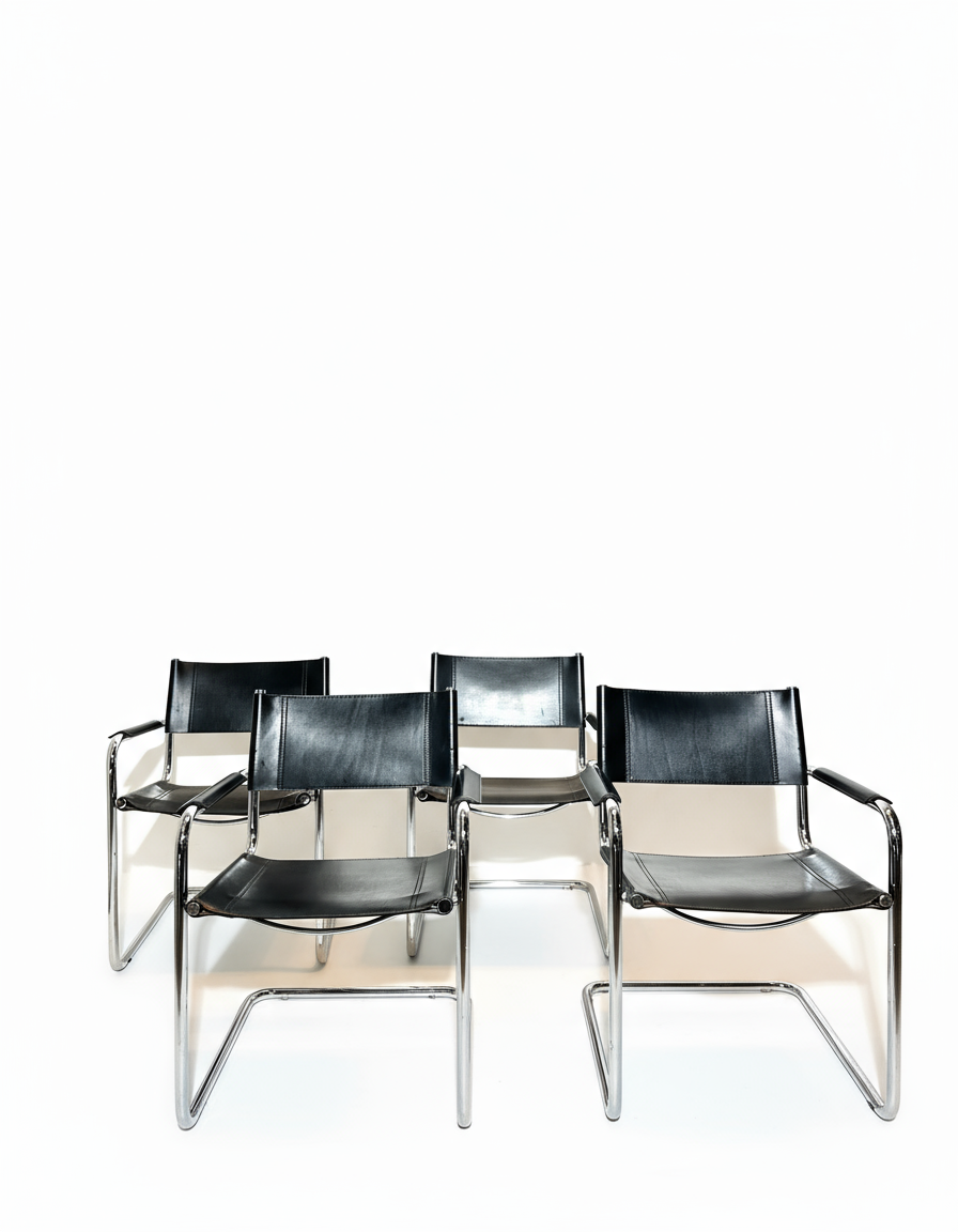 Marcel Breuer “Cesca” Style Cantilever Black Leather