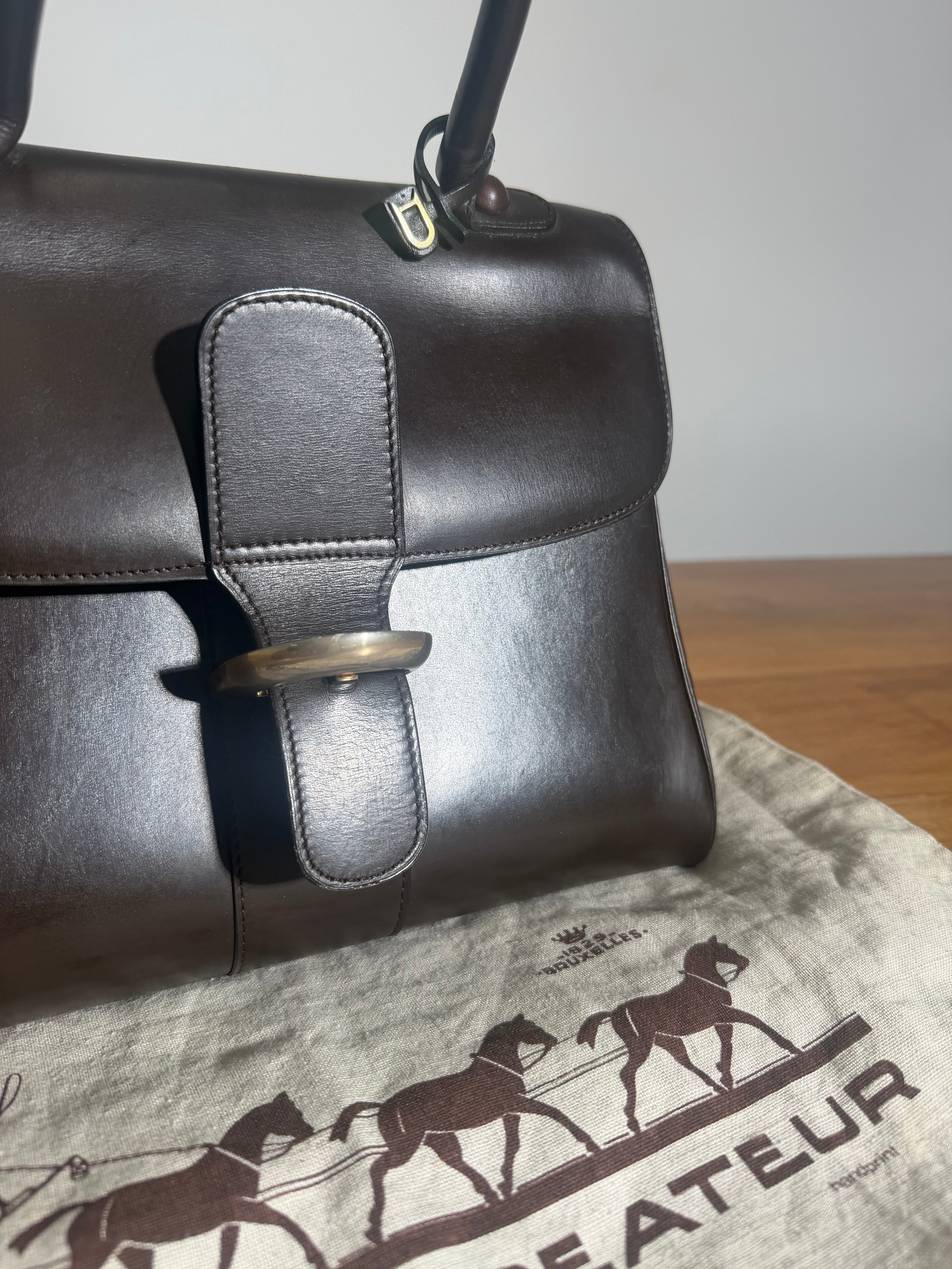 Delvaux Brillant MM Handbag – Chocolate Brown Leather