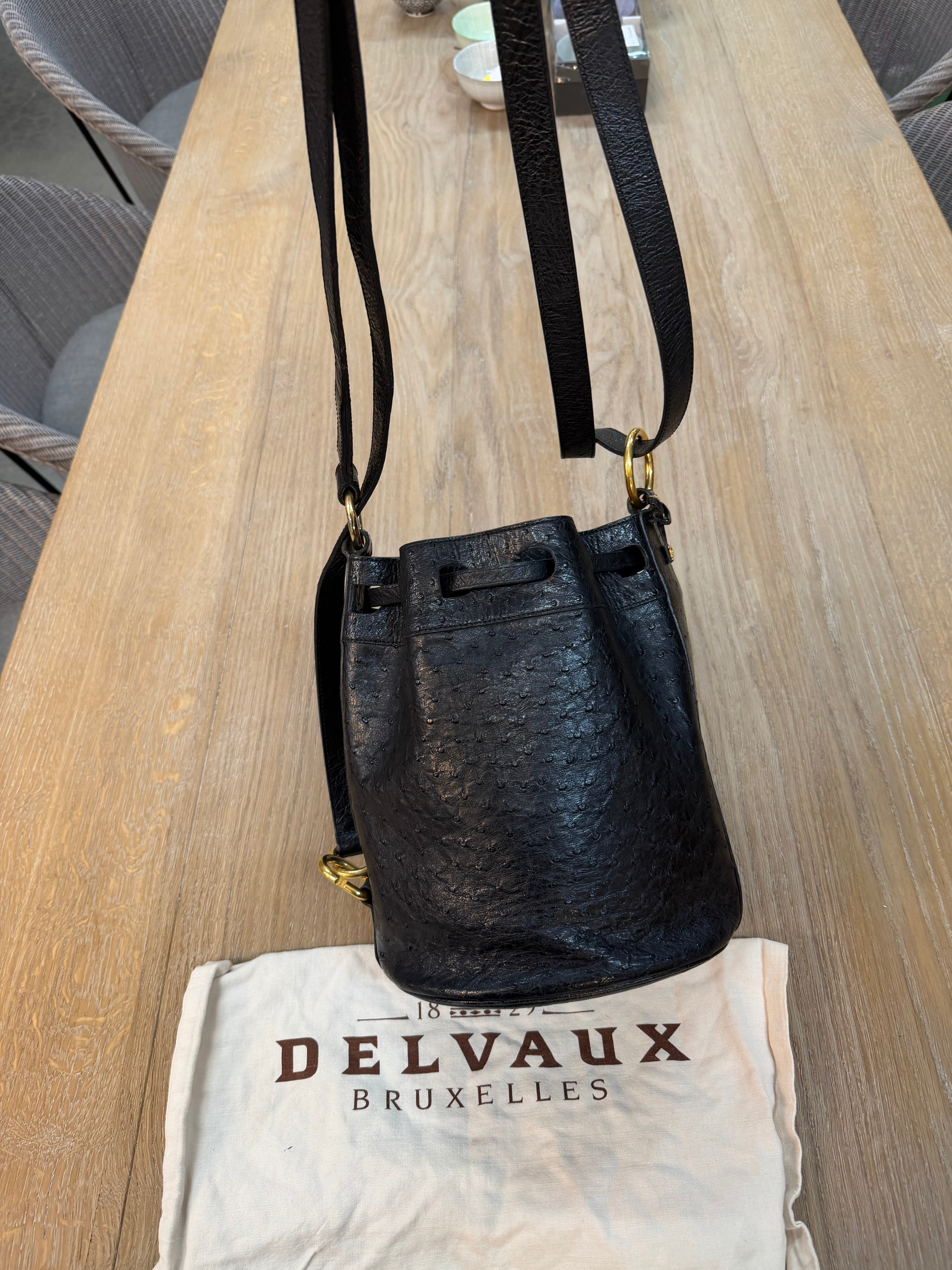 Delvaux “Gibus” Bag – Ostrich Leather – 26 x 23 cm (Dustbag Included)