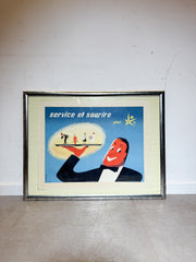 Affiche originale de l'Expo 58 « Service et Sourire » de M. Leclercq (1958)