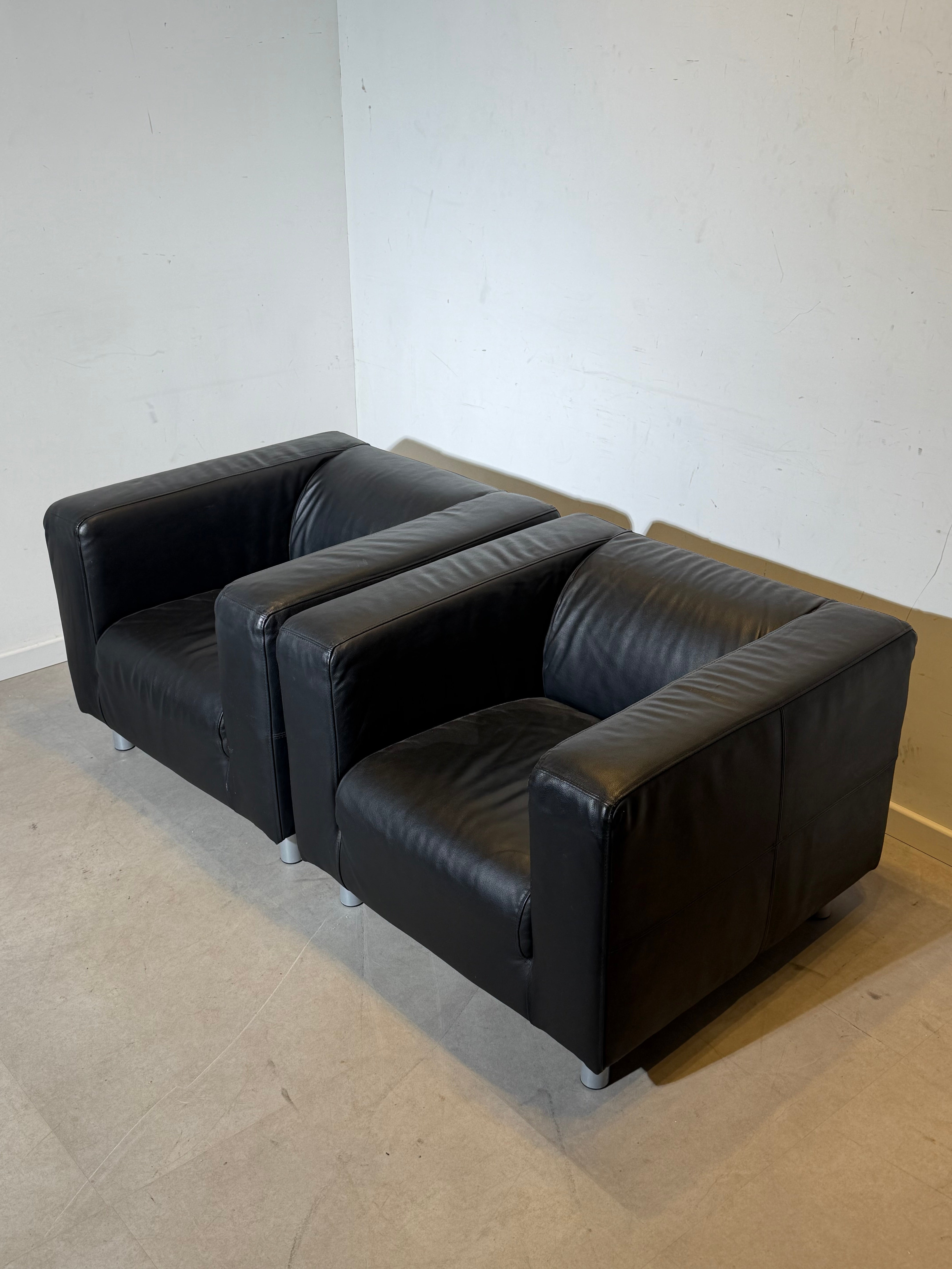 Pair of Black Club Chairs