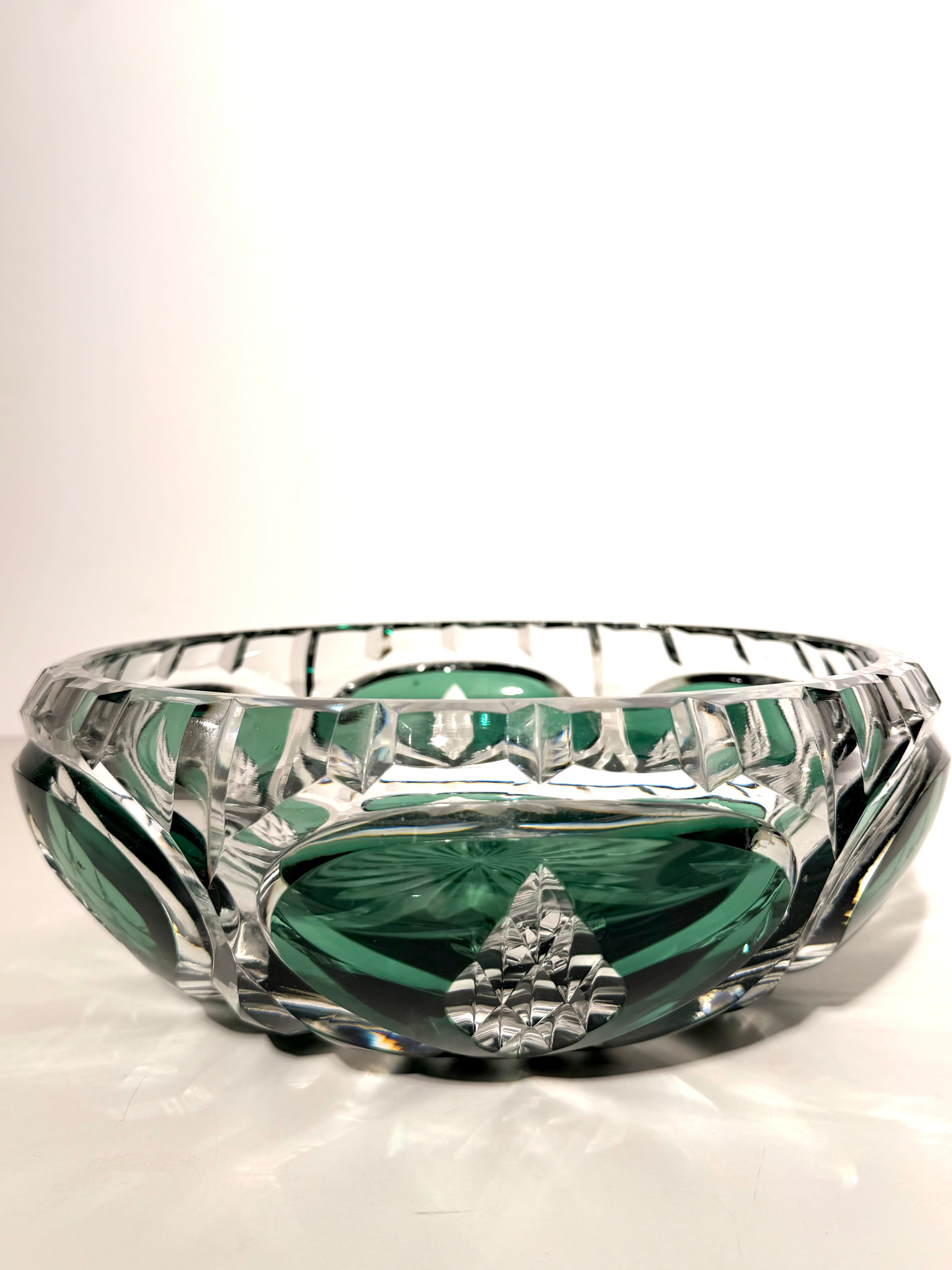 Val Saint Lambert Cut Crystal Bowl – Emerald Green