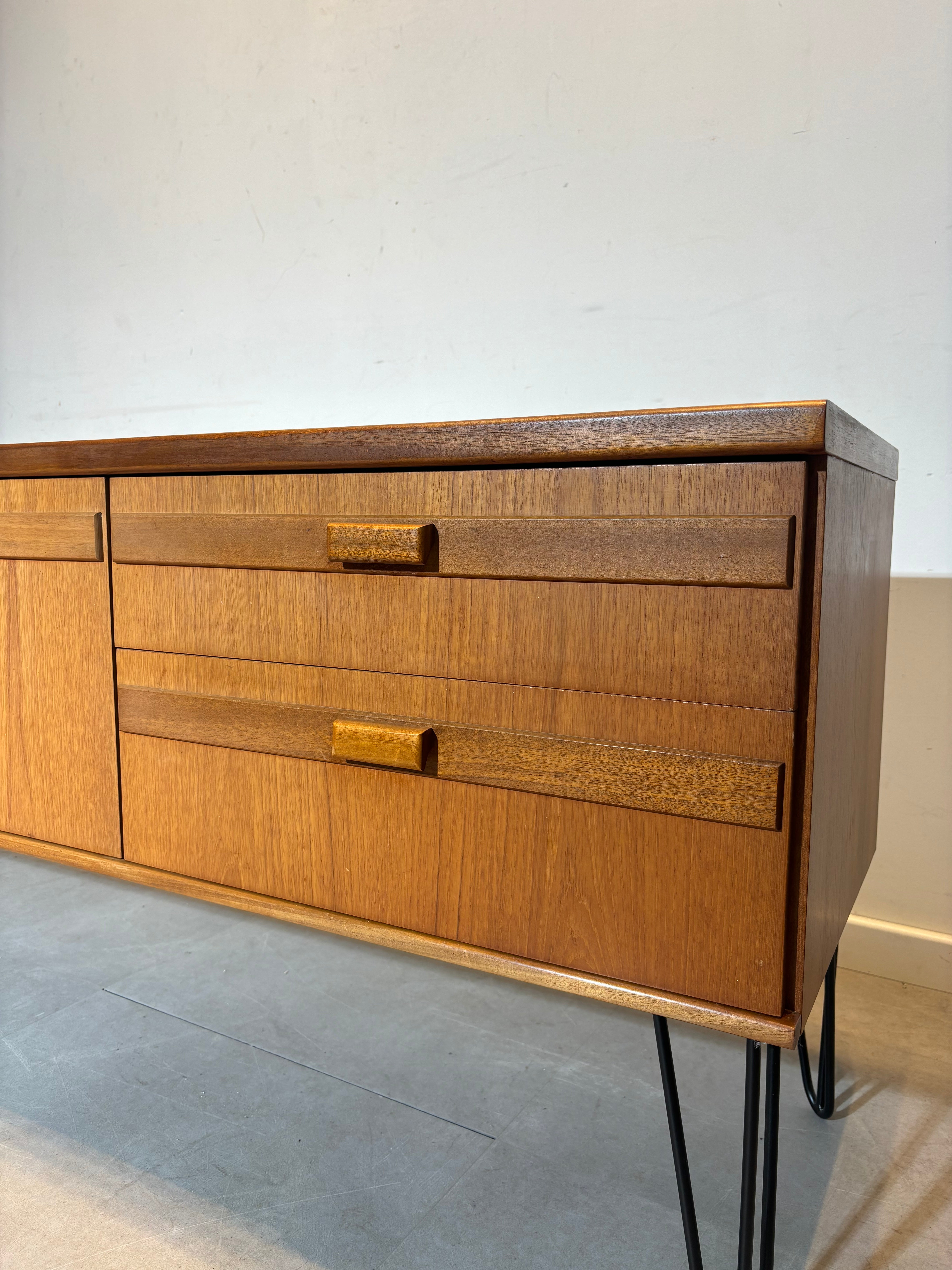 Vintage Hairpin Teak Sideboard