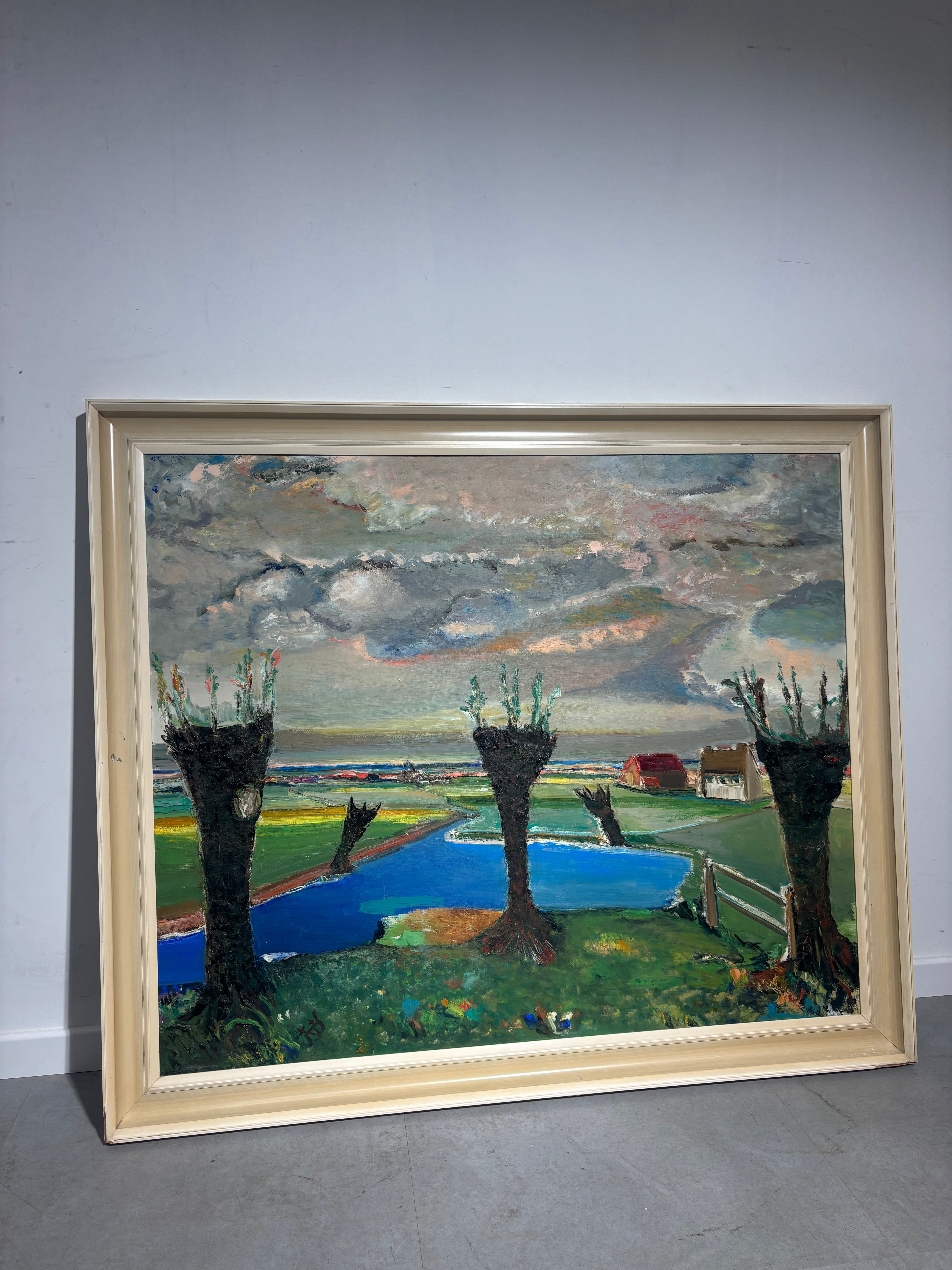 Olieverf op doek - “De Drie Wilgen” van Gaston Theunynck