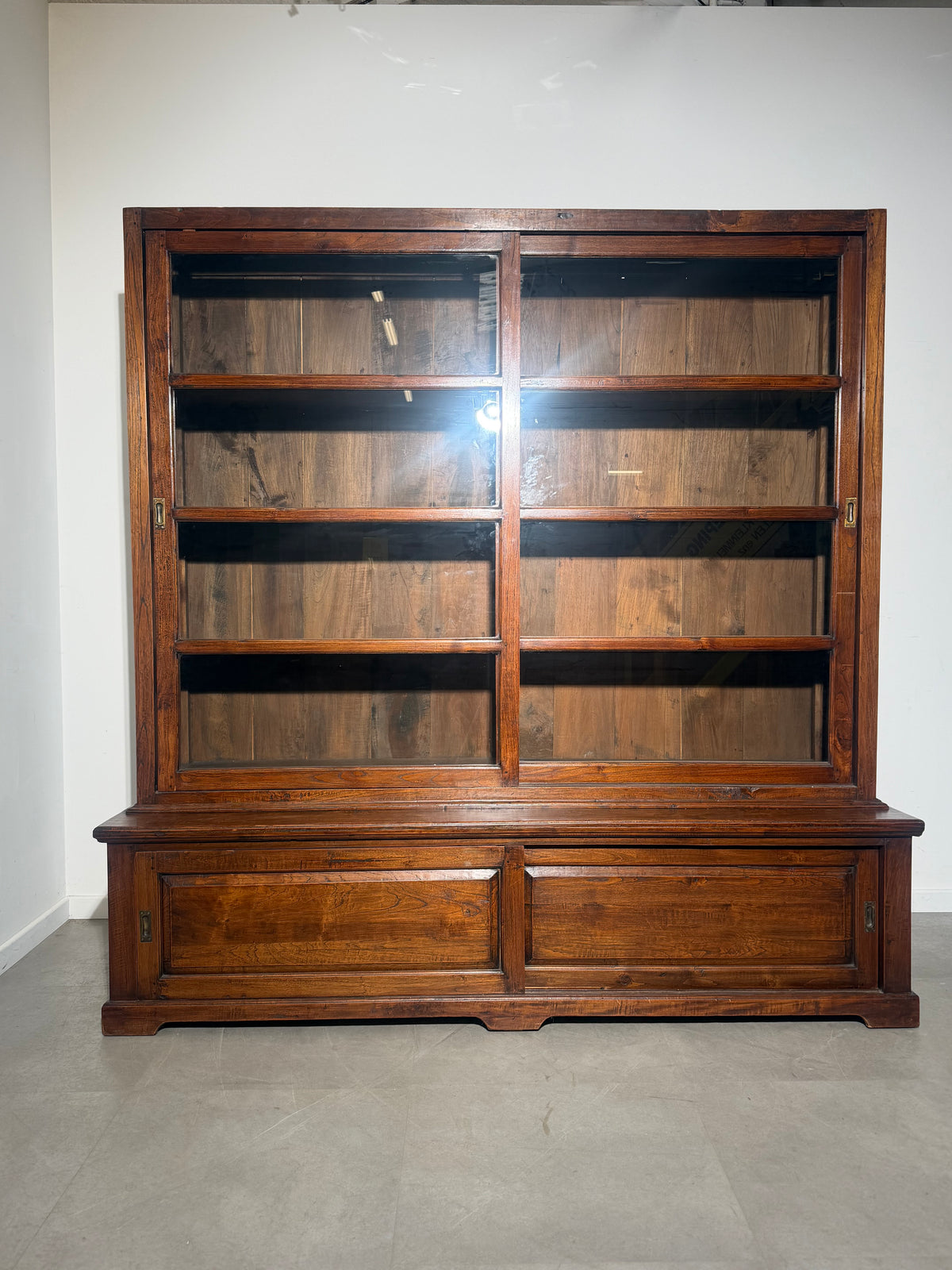 Teak Sliding Door Display Cabinet