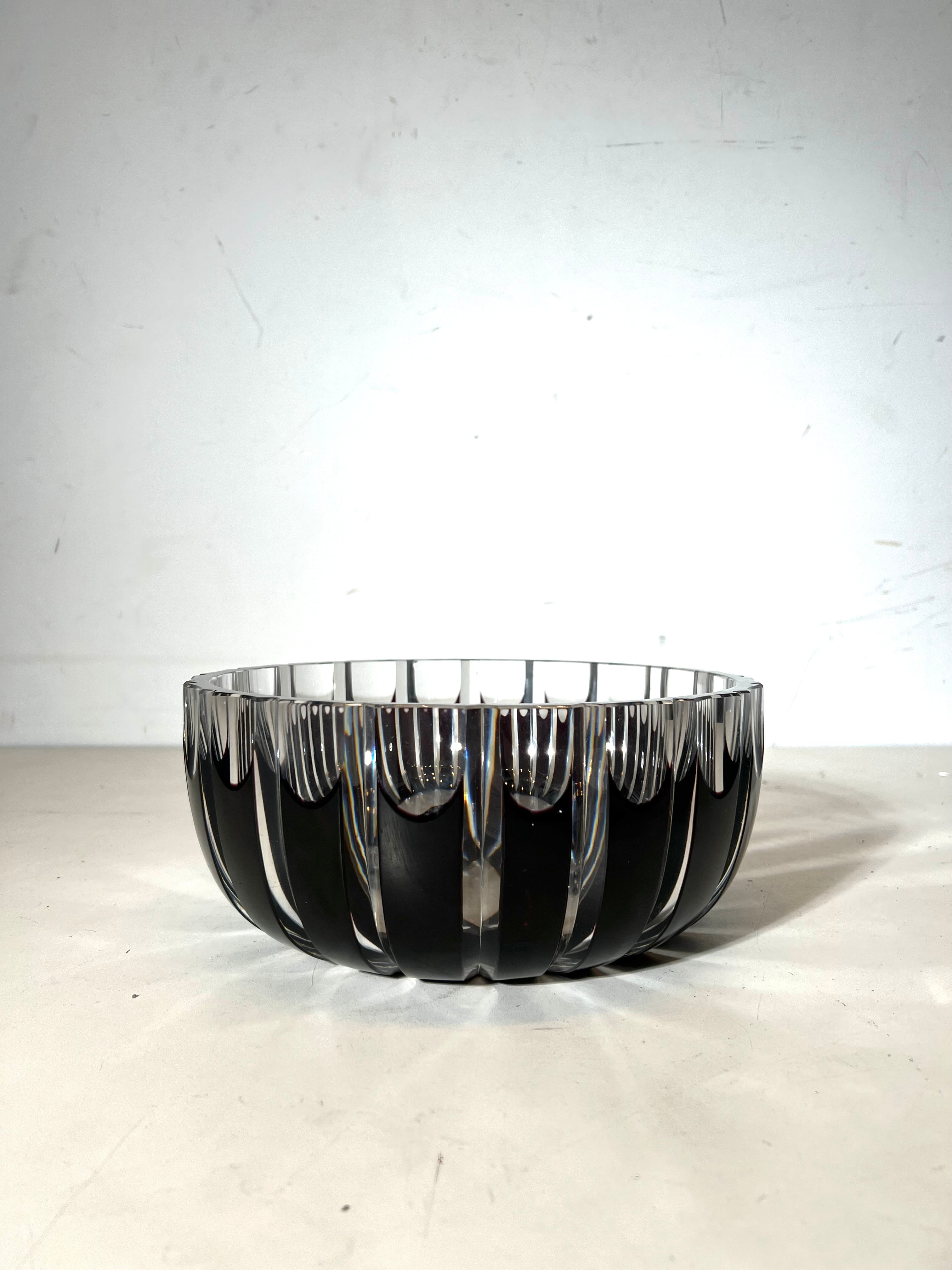 Val Saint Lambert Cut Crystal Bowl – Smoky Black