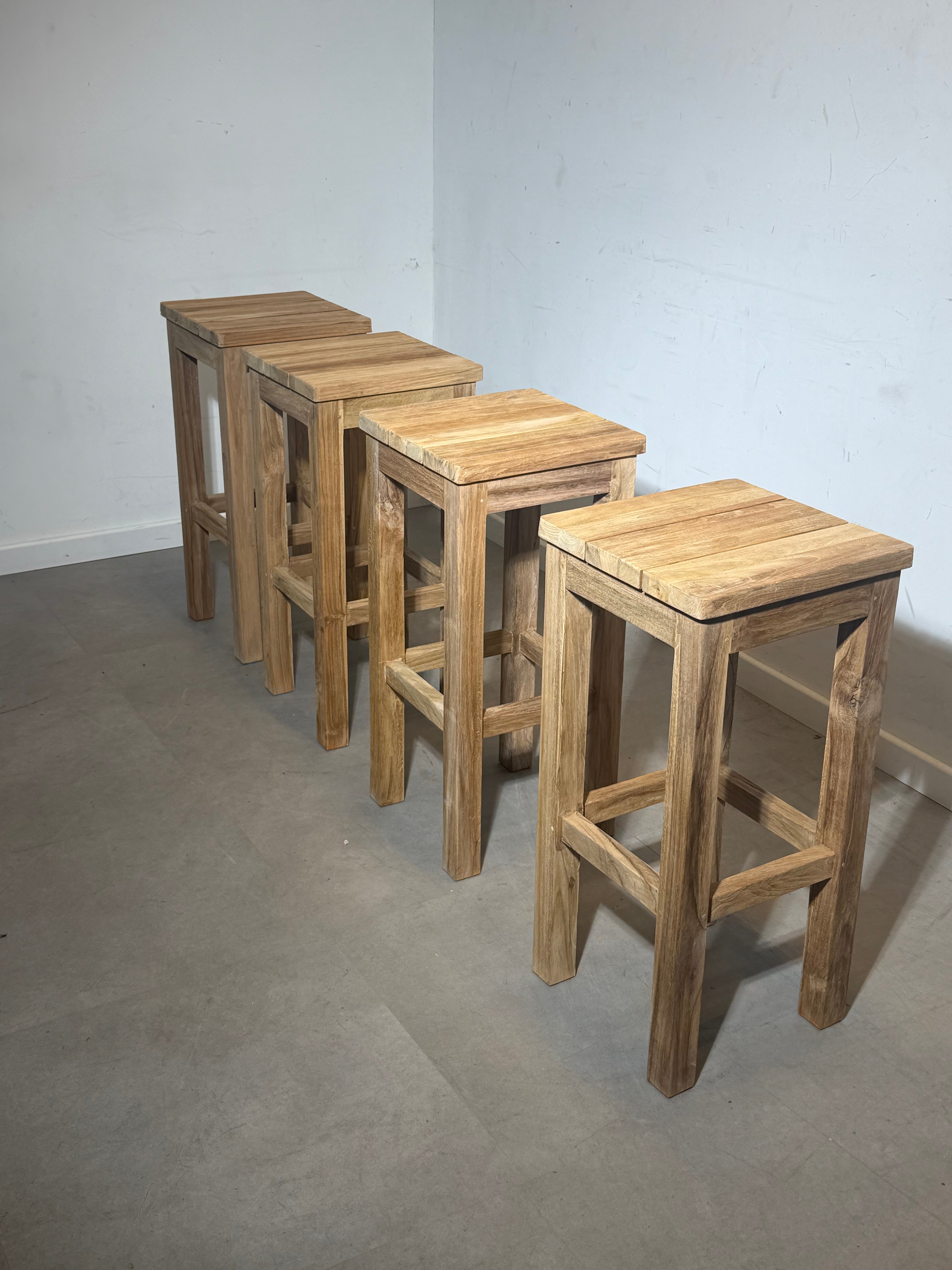 Solid Teak Outdoor Bar Stool – 77 cm – New – Natural Wood – Heavy Quality – Sold per Piece