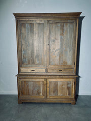 Large Rustic Oak Two-Part Cabinet