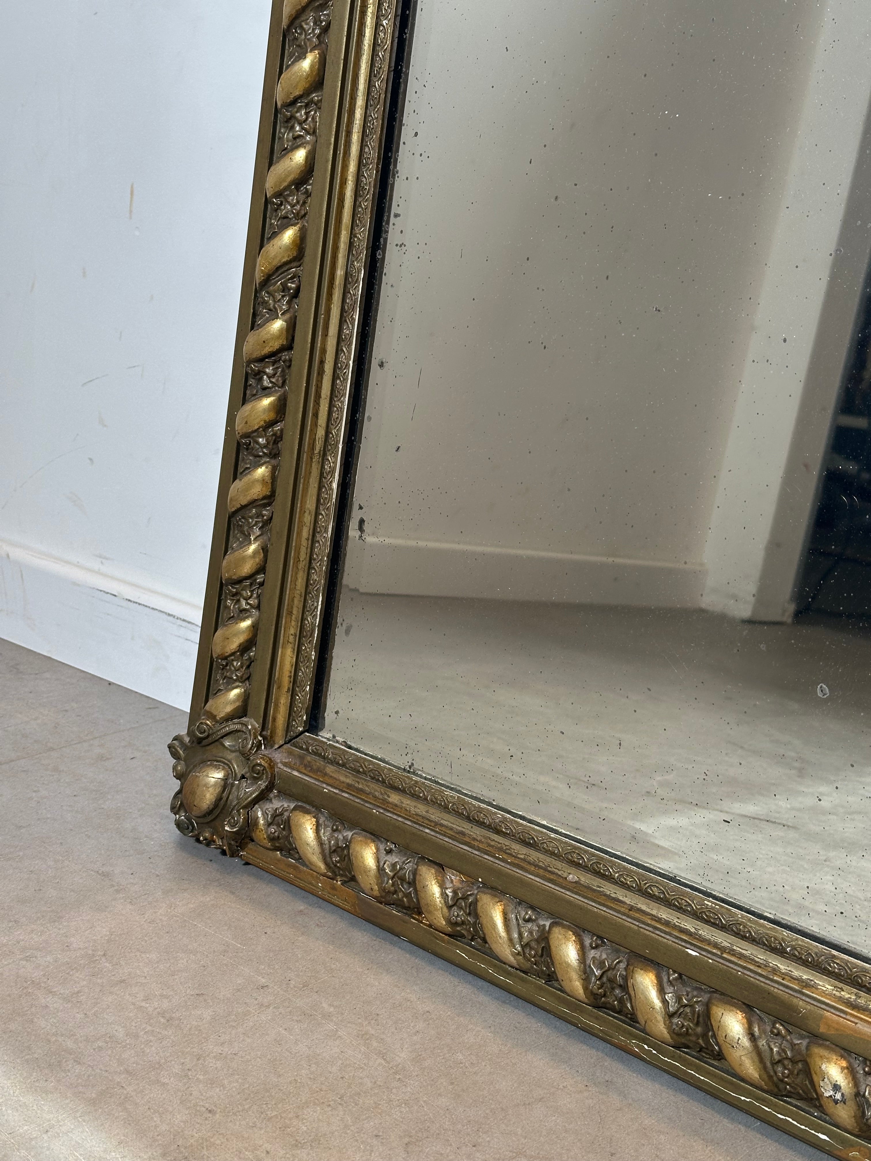 Large Antique Giltwood Mirror with Lion Mask