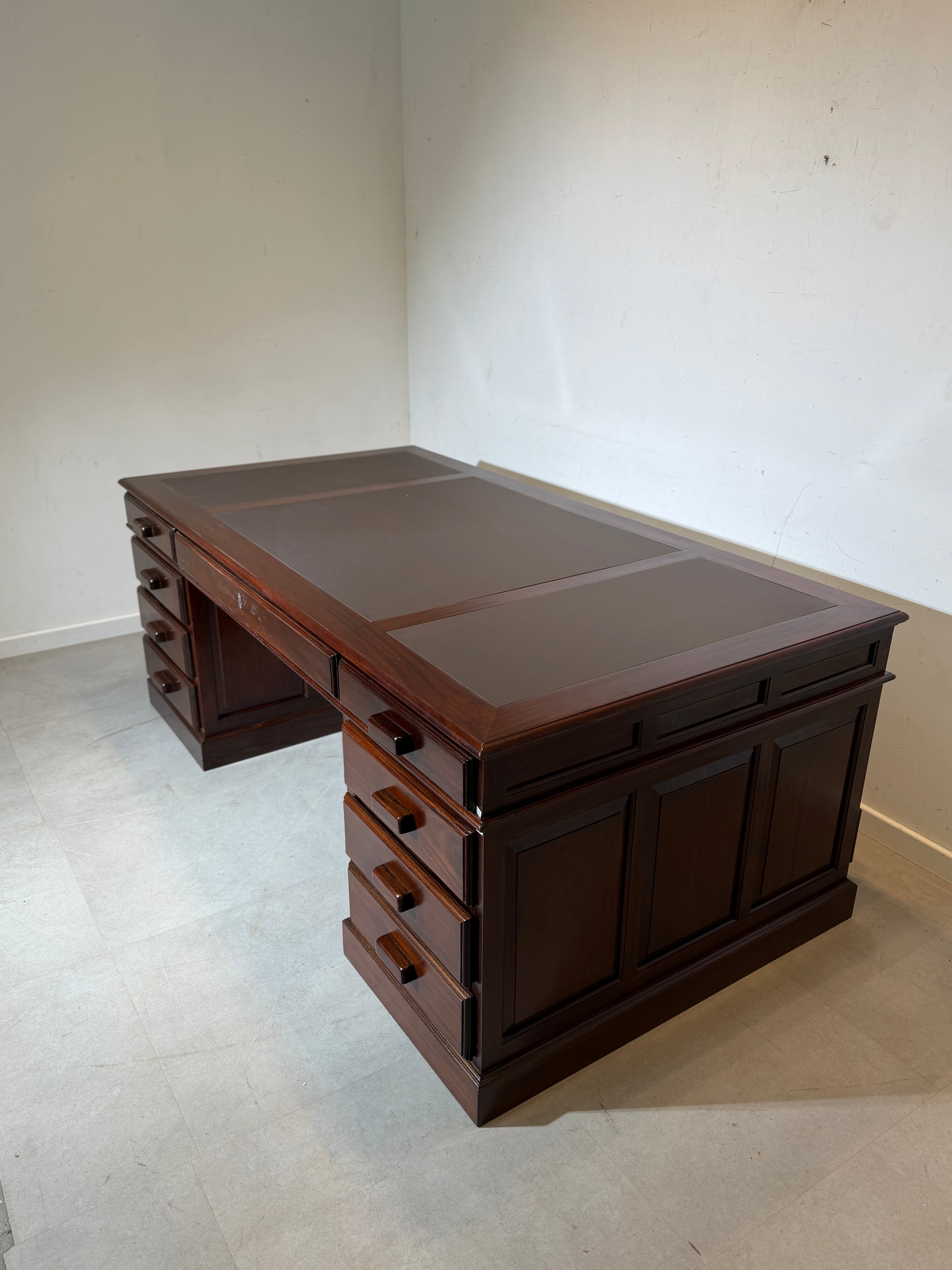 Antique Double-Sided Mahogany Executive Desk – 200 cm