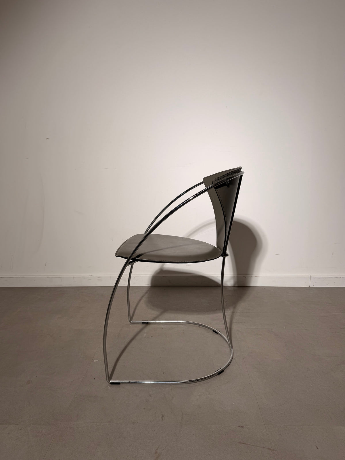 Amben Italy Chrome & Leather Dining Chair
