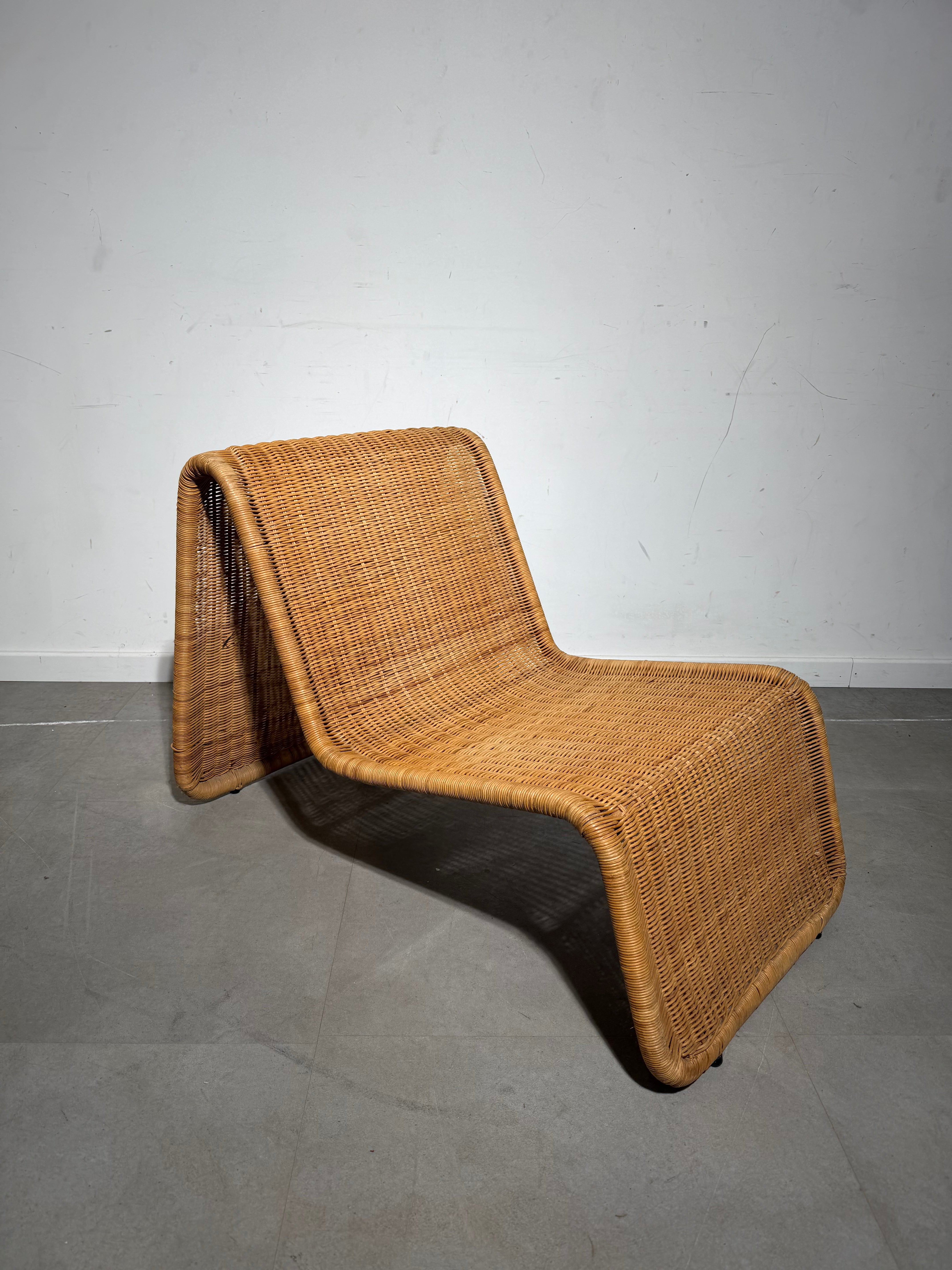 1960s Tito Agnoli Rattan Lounge Chair for Bonacina