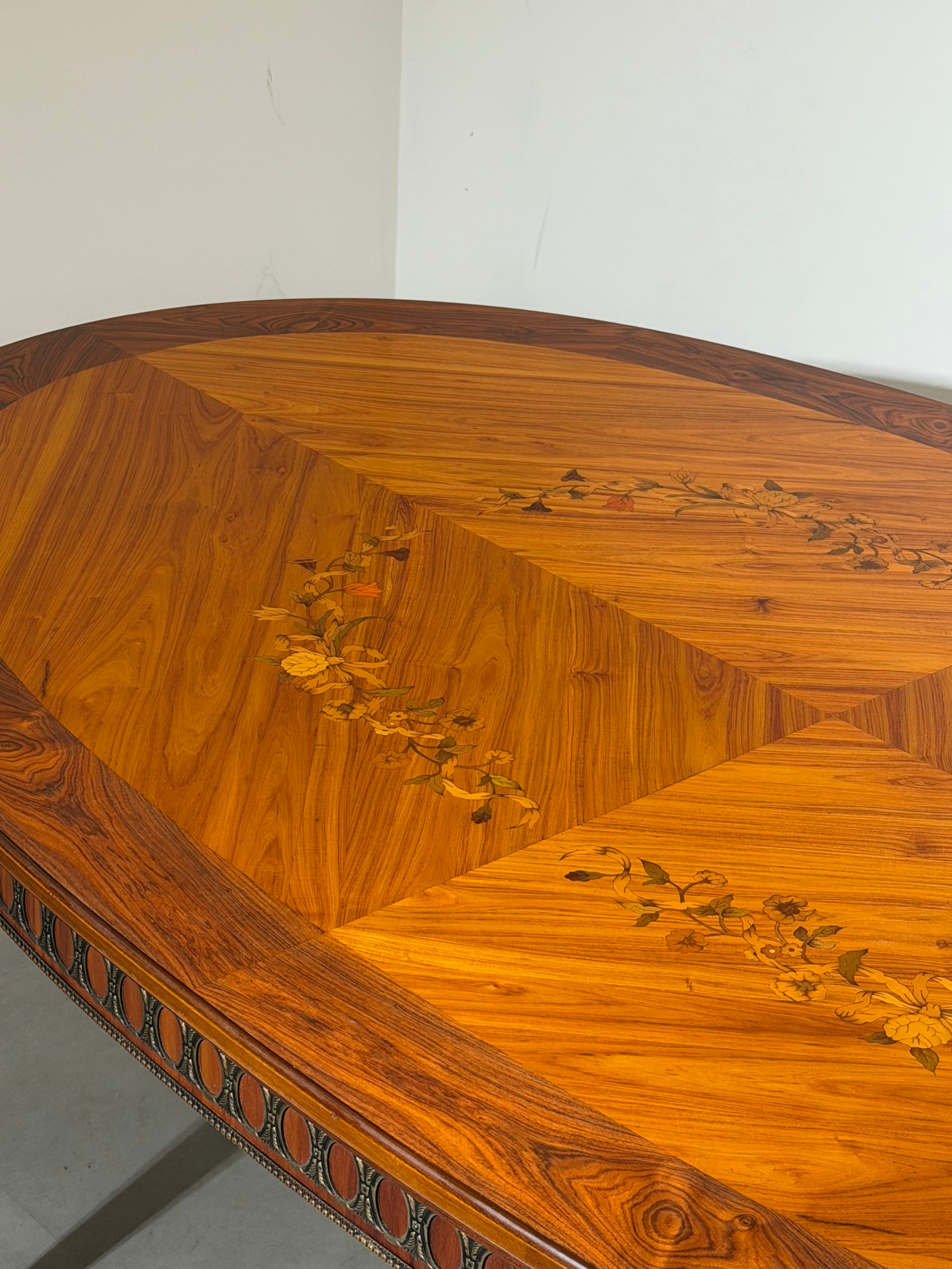 JP Ehalt Louis XVI Style Marquetry Extension Dining Table